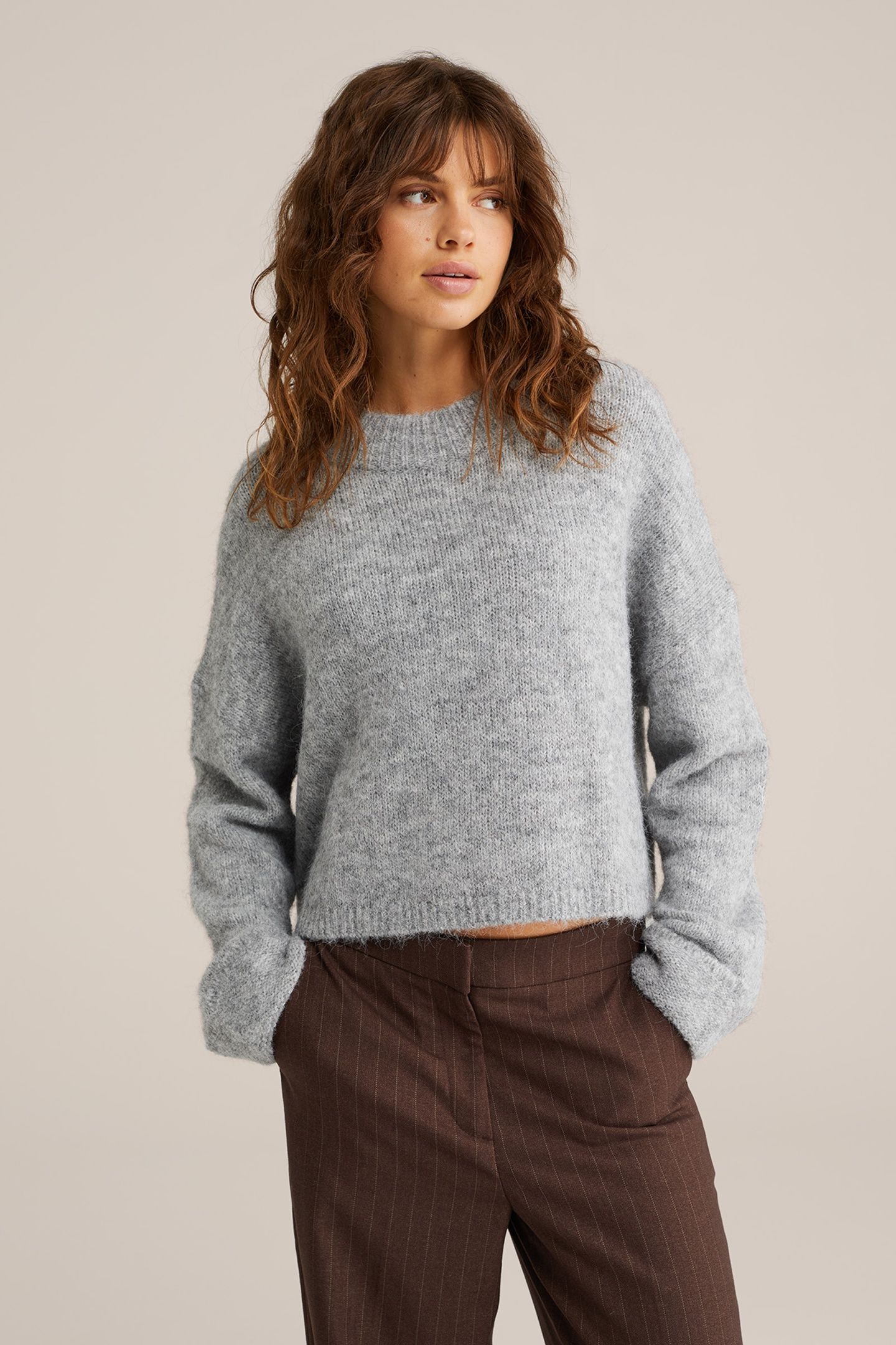 KNITTED PULLOVER LIGHT GREY 1