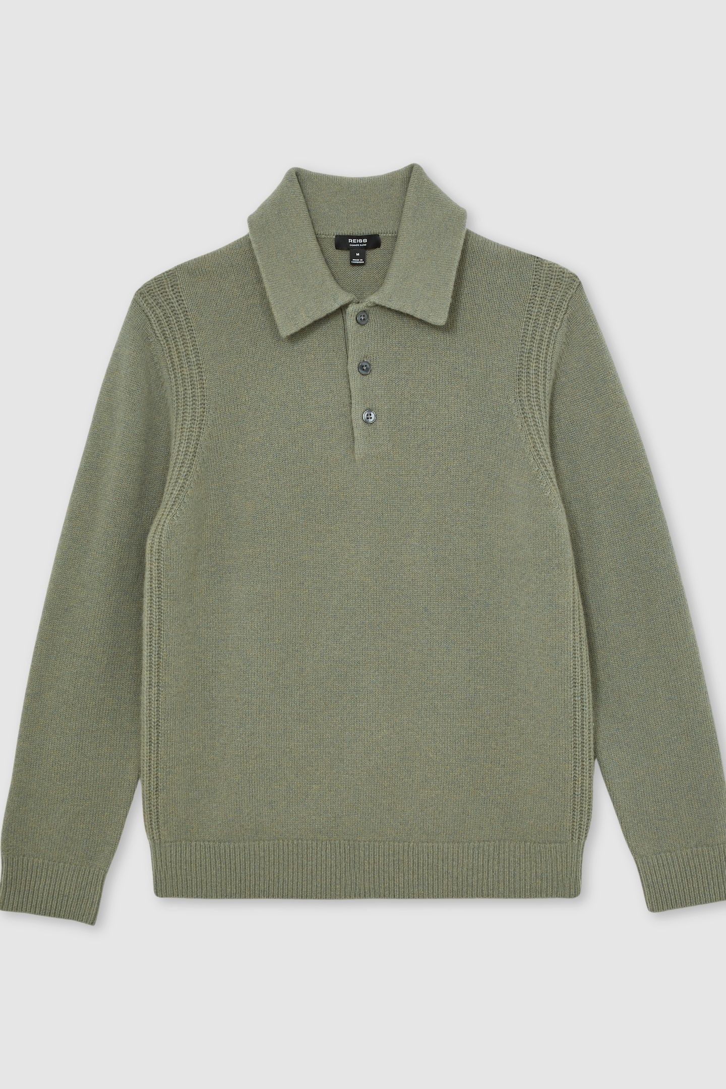 LS HALF BUTTON POLO JUMPER SAGE GREEN 3