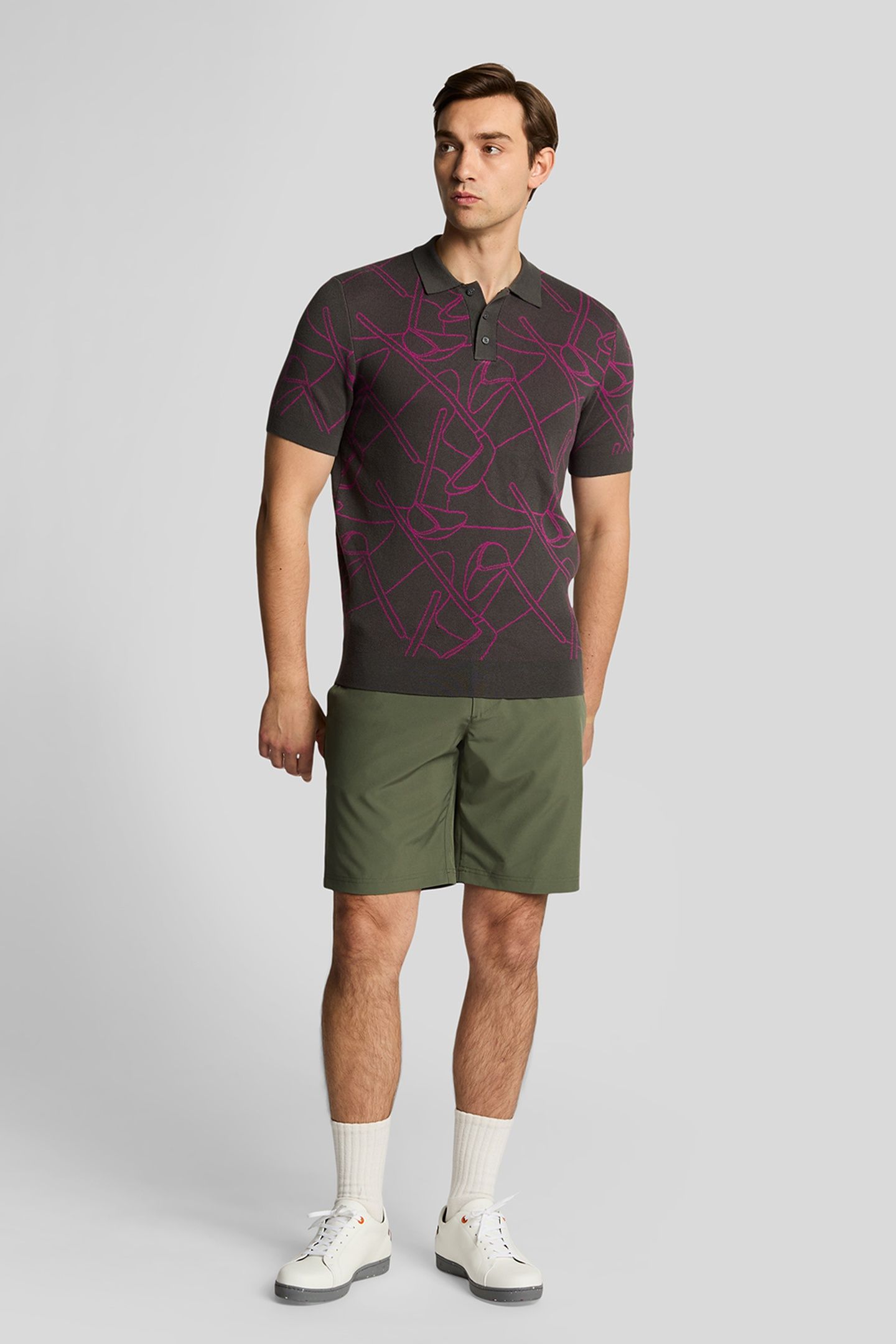 GOLF OUTLINE KNITTED POLO GRANITE/CLARET PURPLE 1