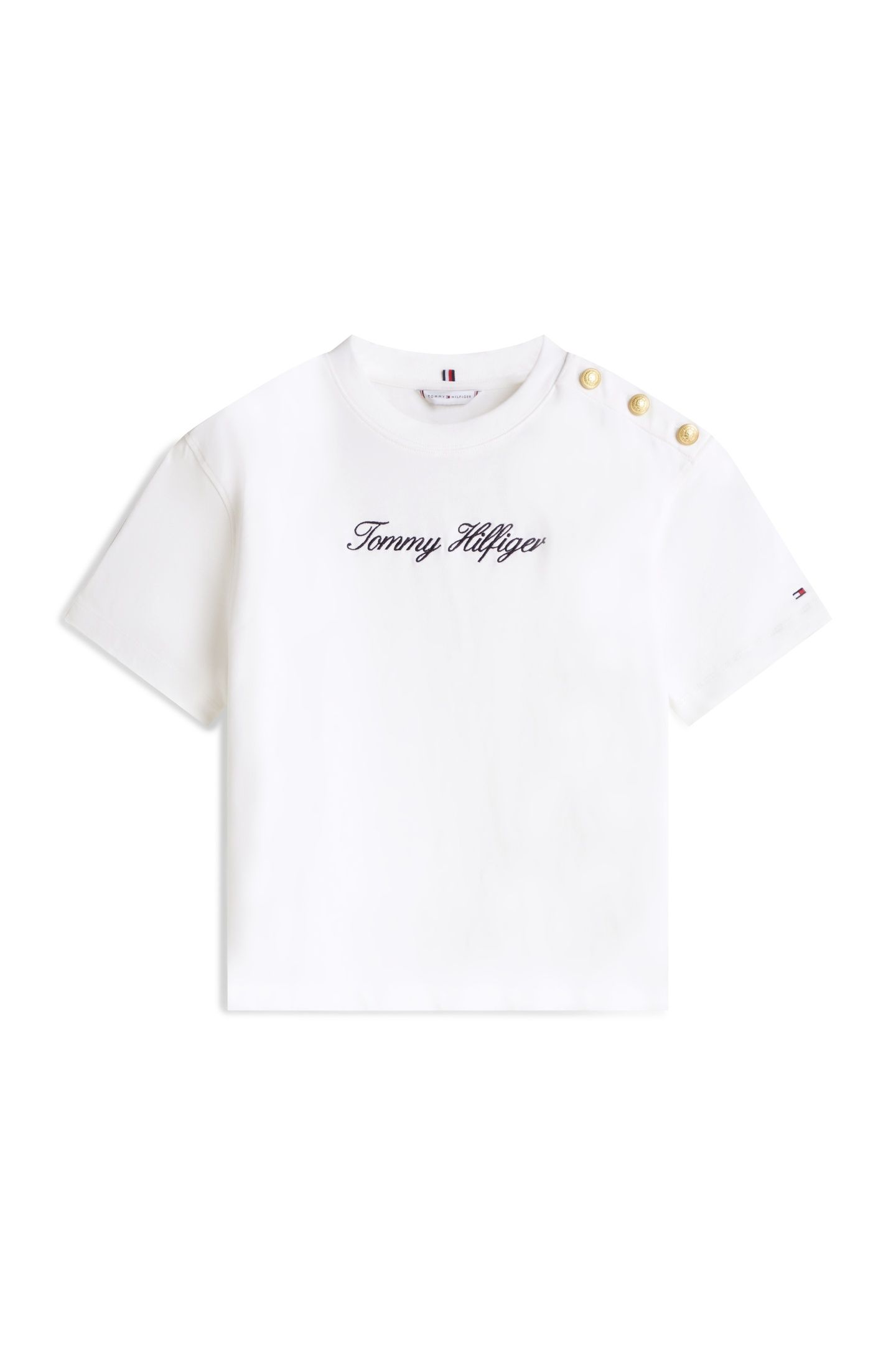 GOLD-TONE BUTTON LOGO EMBROIDERY RELAXED T-SHIRT ECRU 3