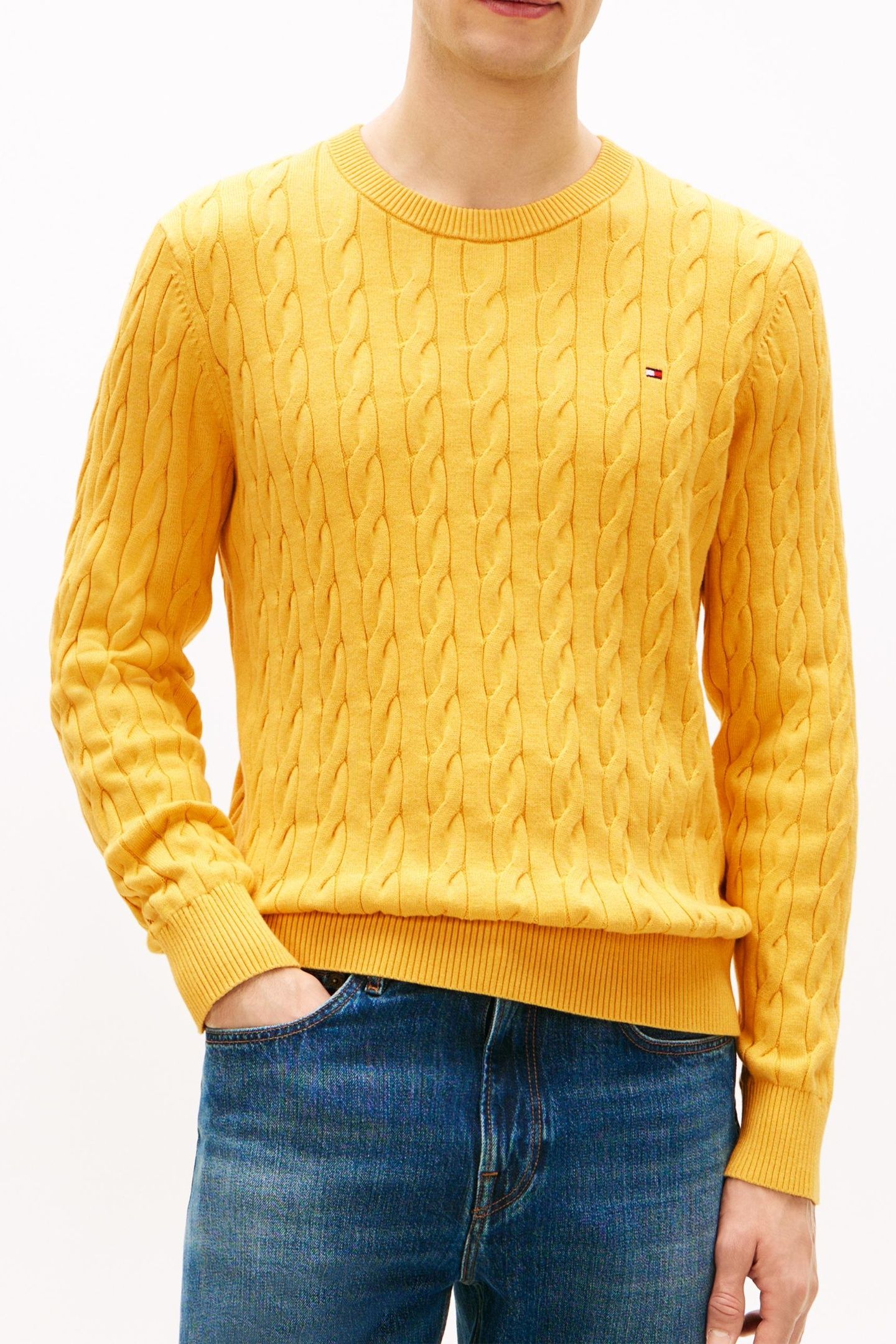 CLASSIC COTTON CABLE MORNING SIDE YELLOW HEATHER 1