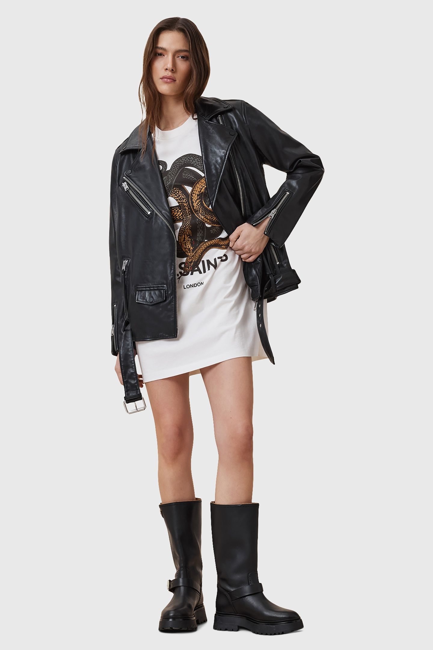 RETICULATE TEE DRESS CHALK WHITE 2