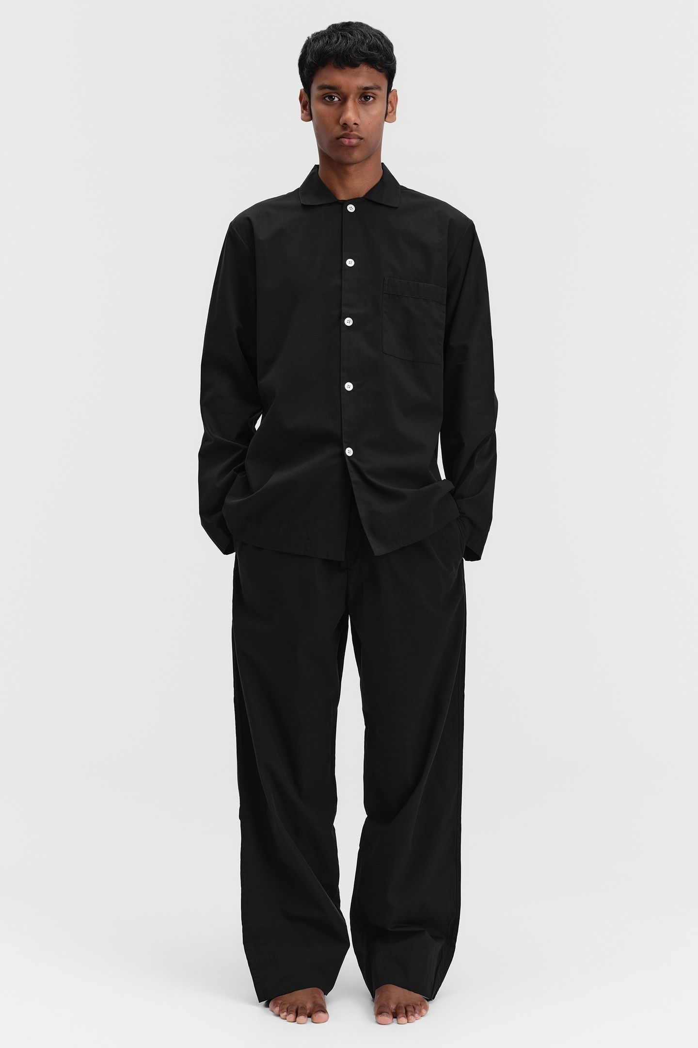 UNISEX POPLIN, PYJAMAS SHIRT ALL BLACK 6