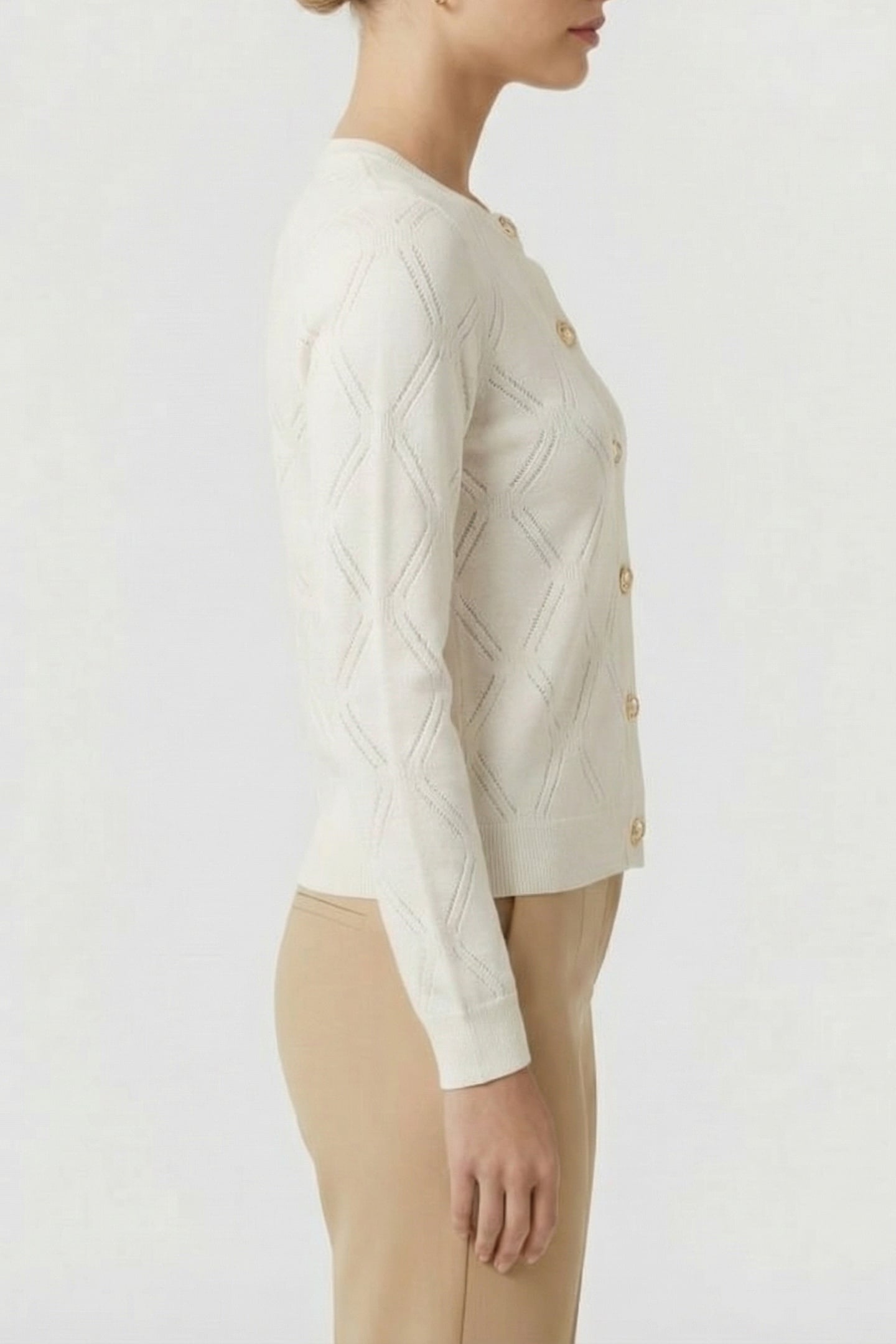 MARCIANO BY GUESS ANNA CARDI ALLOVER SWEATER MACADAMIA 3