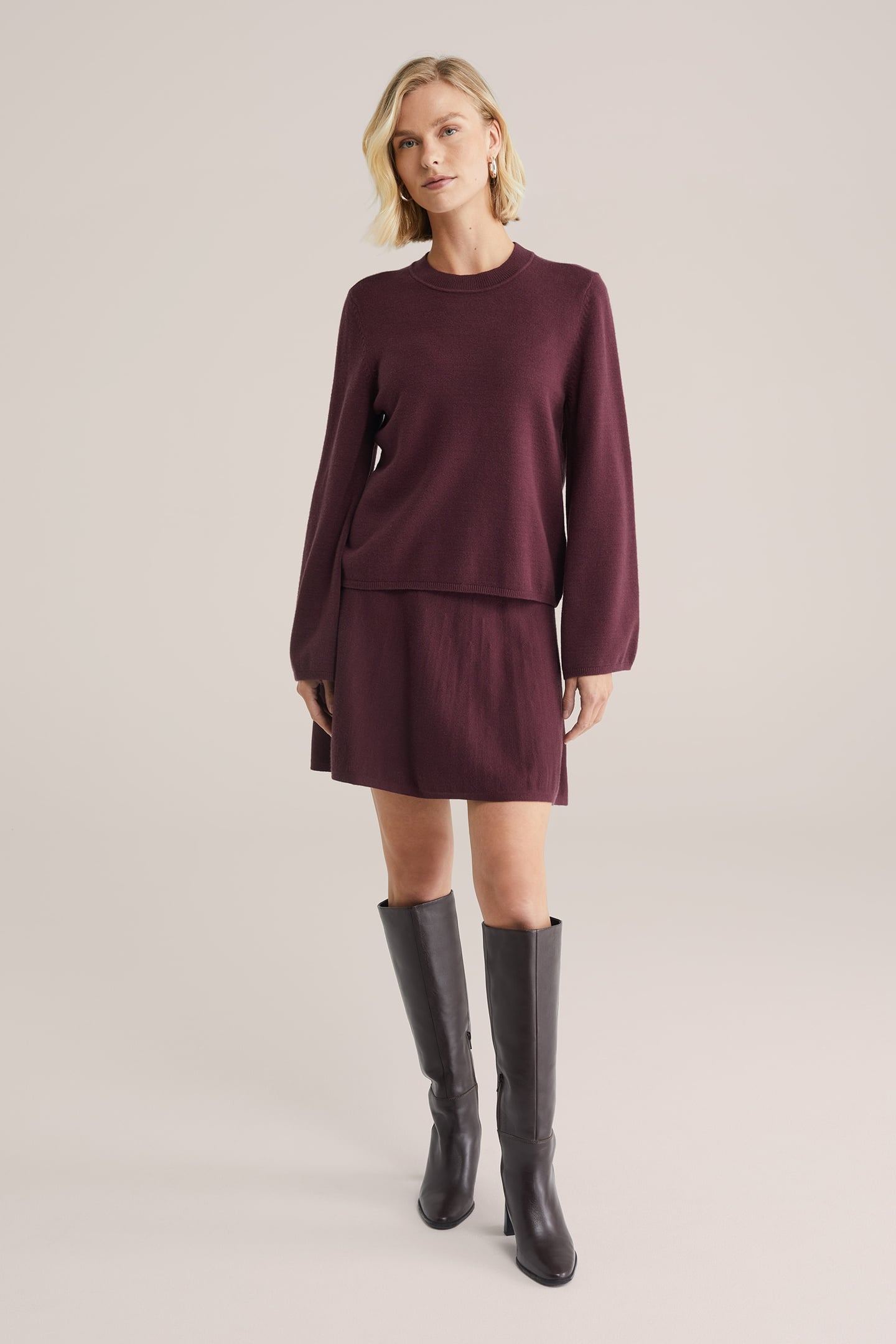 SKIRT MEDIUM LENGTH AUBERGINE 3