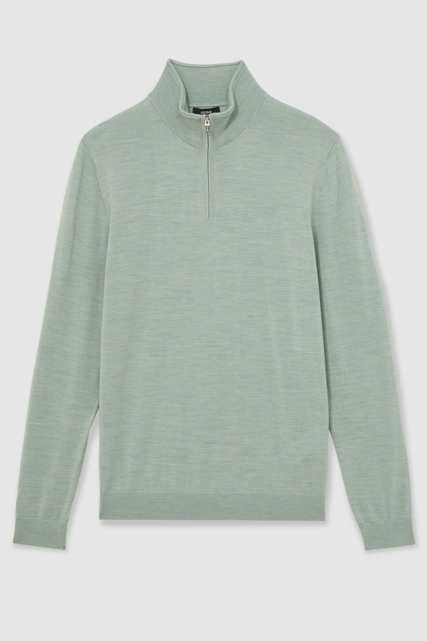 LS HALF ZIP FUNNEL MERINO WOOL JUMPER SAGE GREEN MELANGE 4