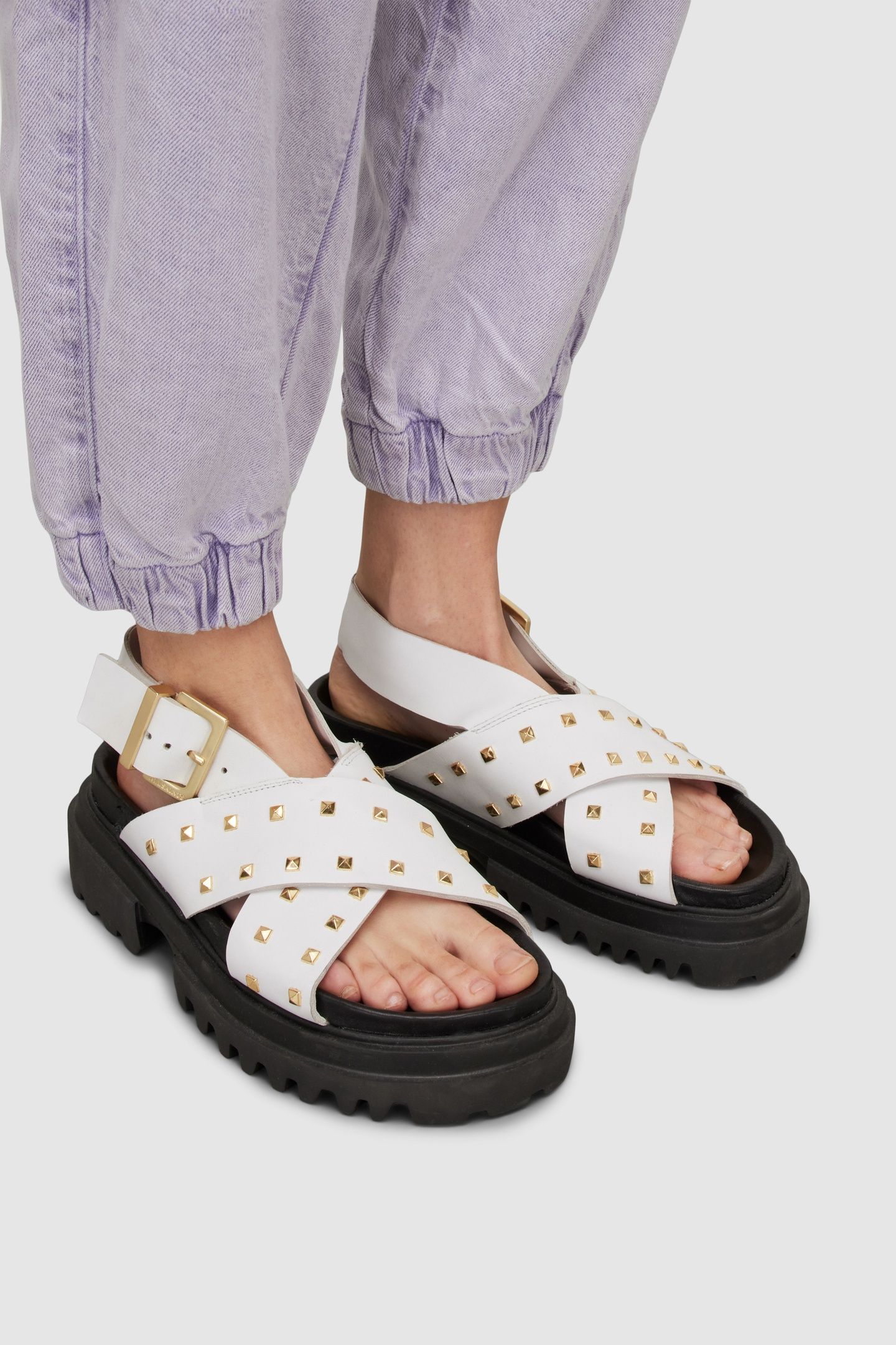 COSMO STUD SANDAL CHALK WHITE/BRASS 2