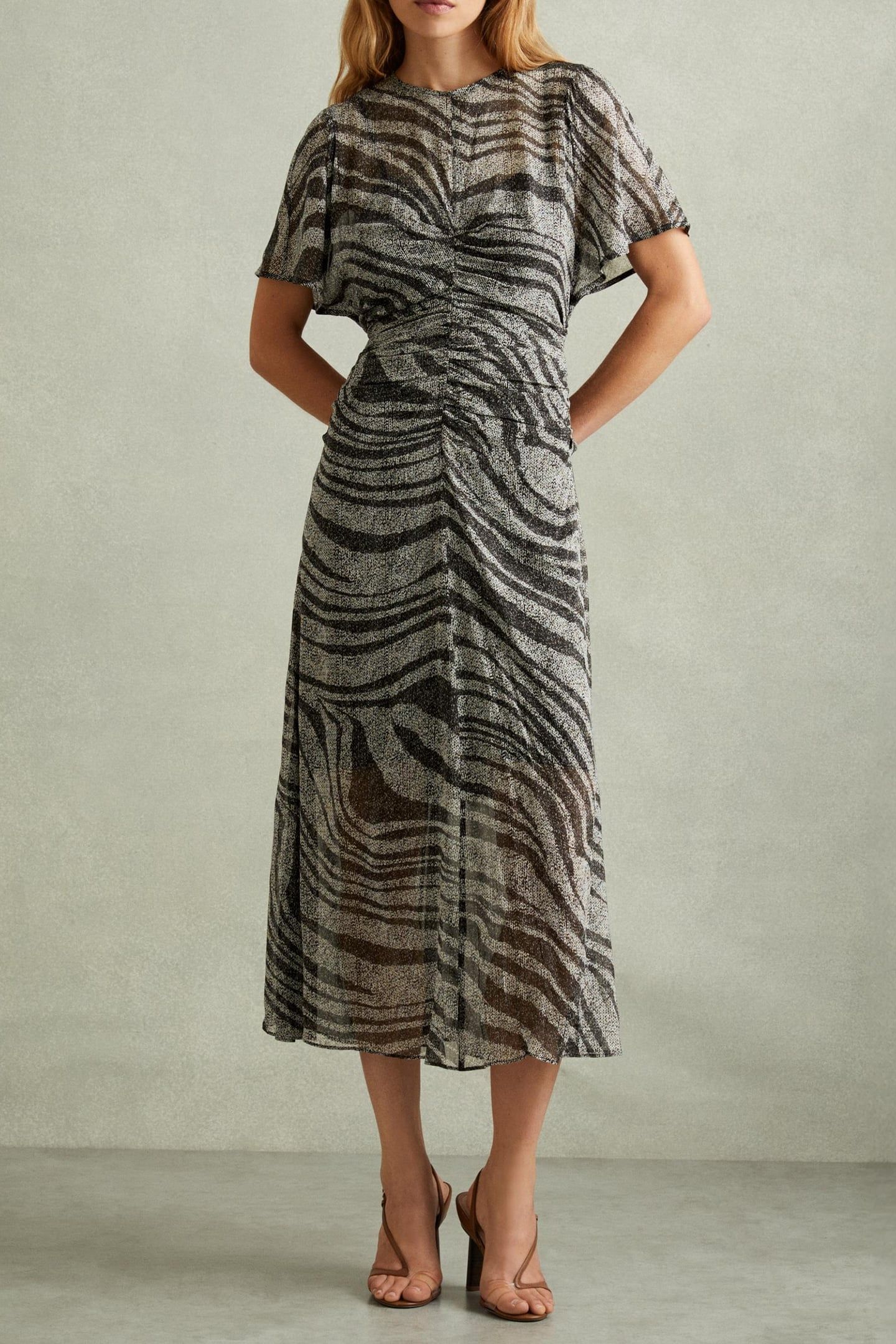 ANIMAL PRINTED MIDI DRESS BLACK/GREY 1