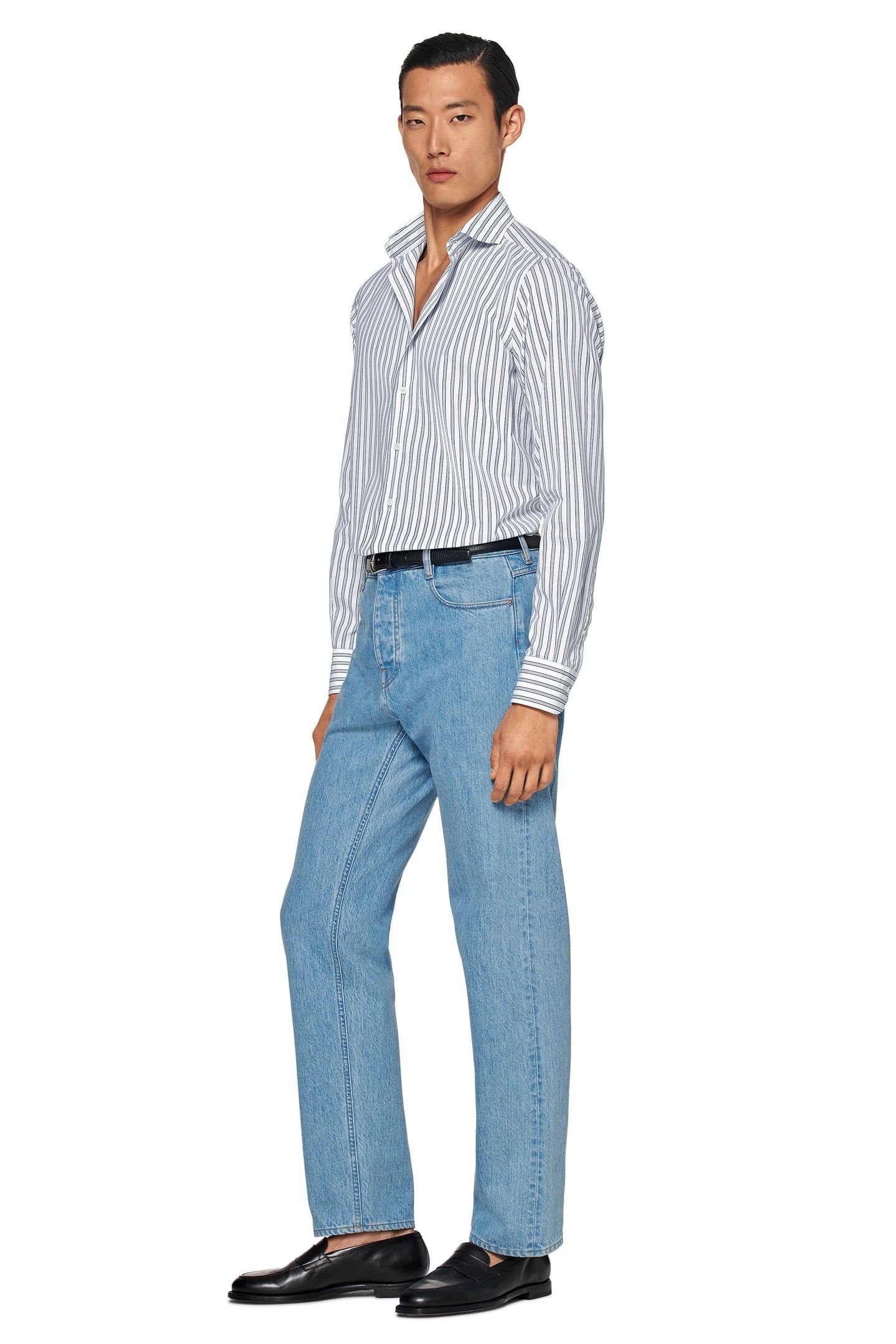 DARK BLUE STRIPE WASHED POPLIN NAVY 7