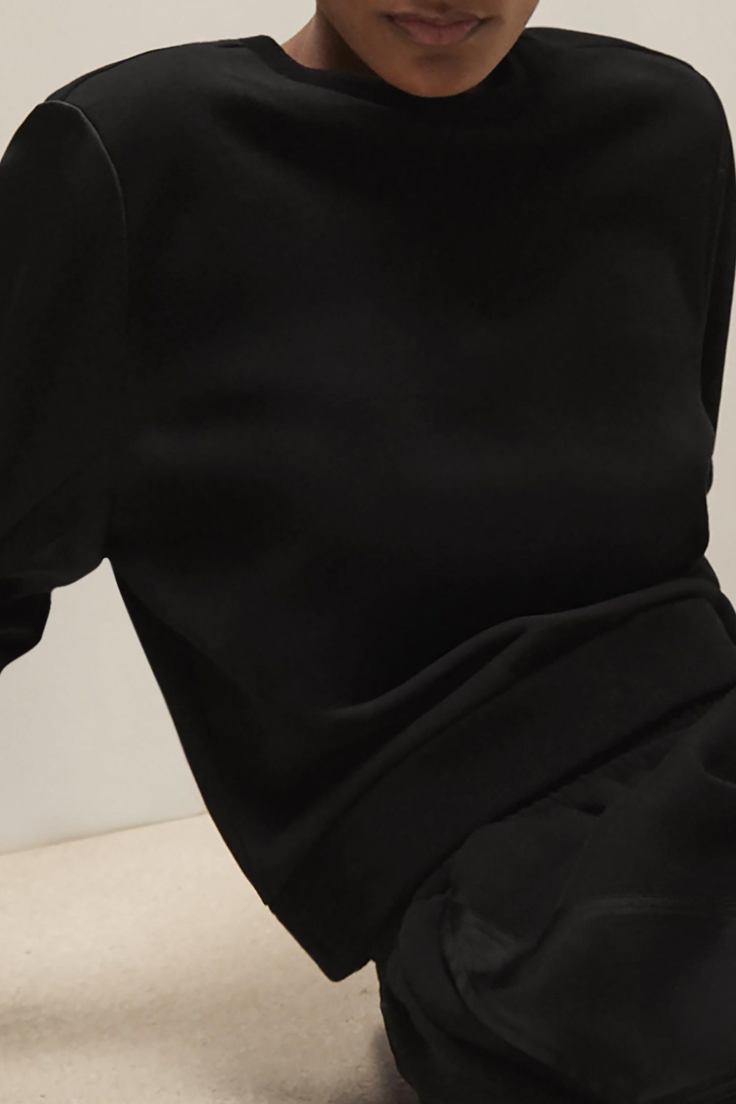 WOVEN MIXED SWEAT TOP BLACK 6