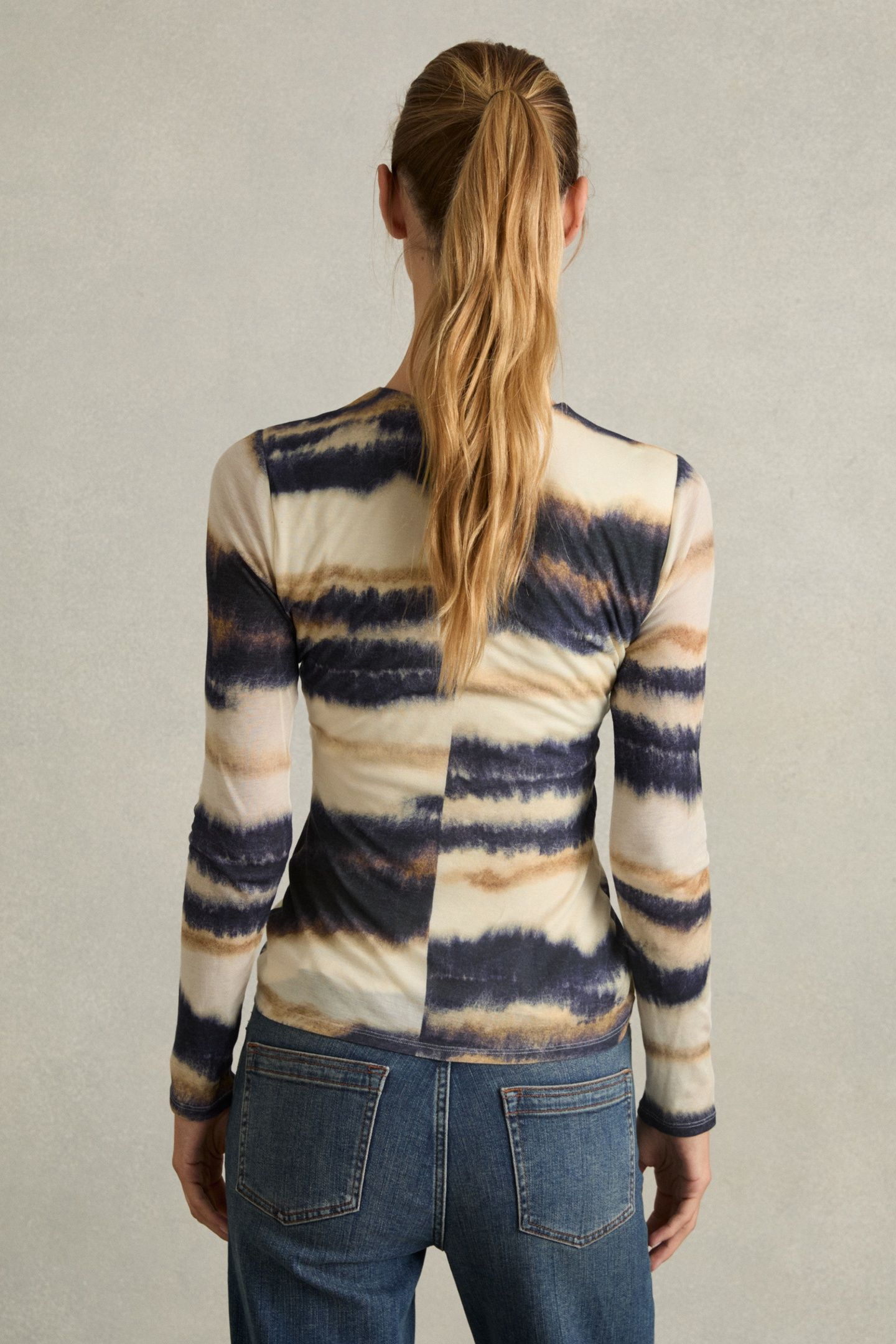 PRINTED JERSEY TOP CREAM/BLACK 2