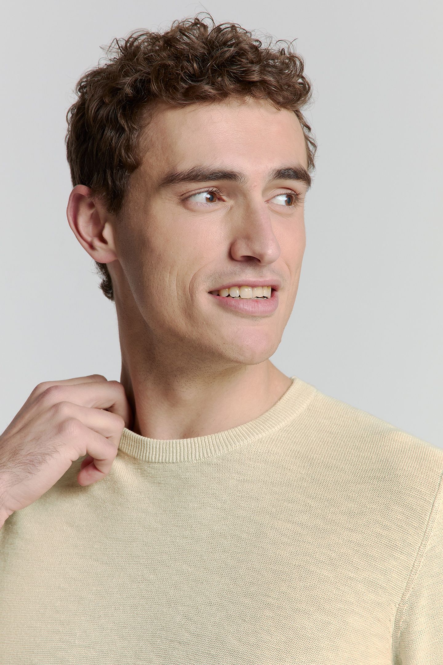 PULLOVER SHORT SLEEVE CREWNECK SOLID SLUB KNIT CEMENT 7