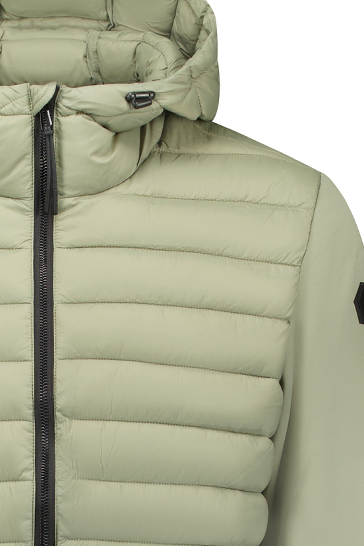 JACKET HOODED PADDED MIX WITH SWEAT LIGHT ARMY 3