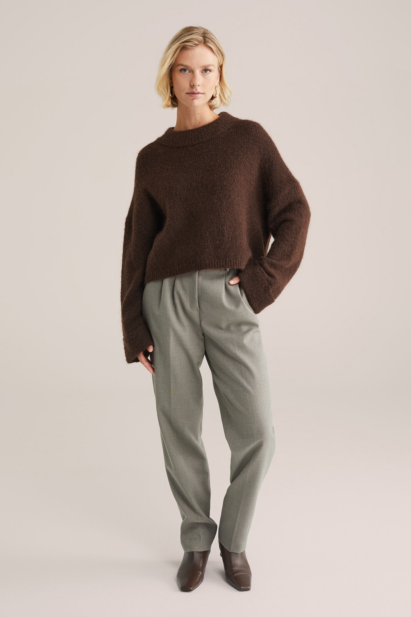 KNITTED PULLOVER DARK BROWN 3