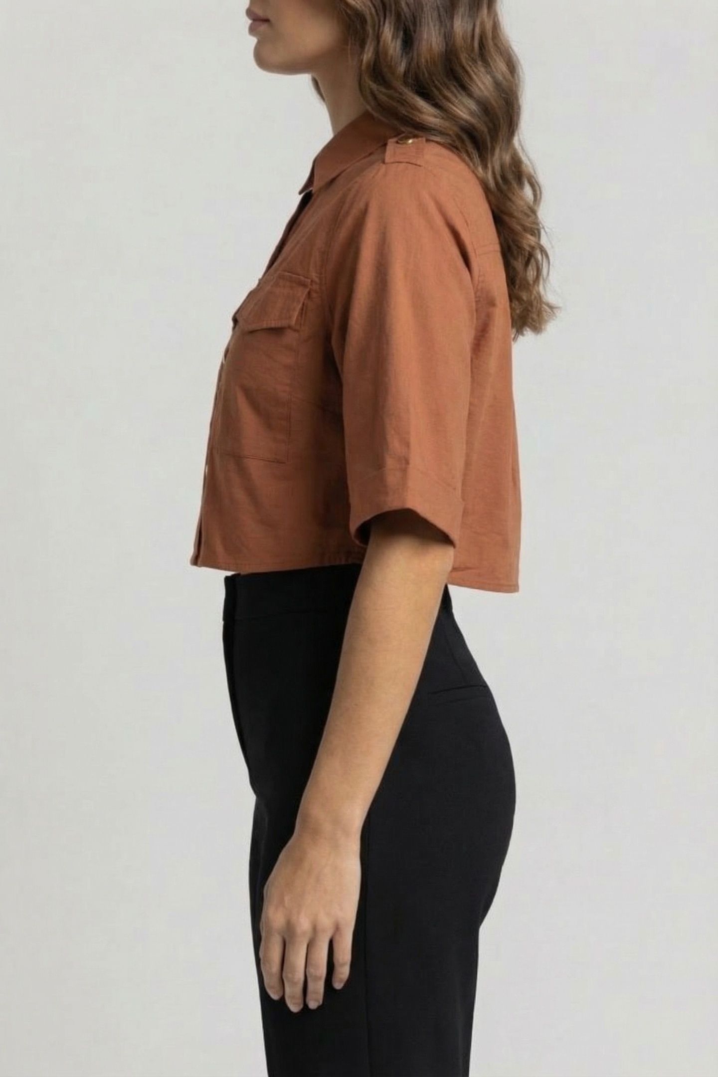 MARCIANO BY GUESS PAT CROPPED SHIRT TERRE DI SIENA 3