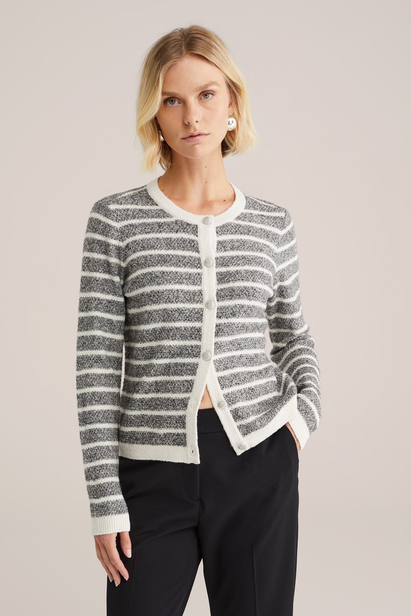 KNITTED CARDIGAN BLENDED LIGHT GREY 1