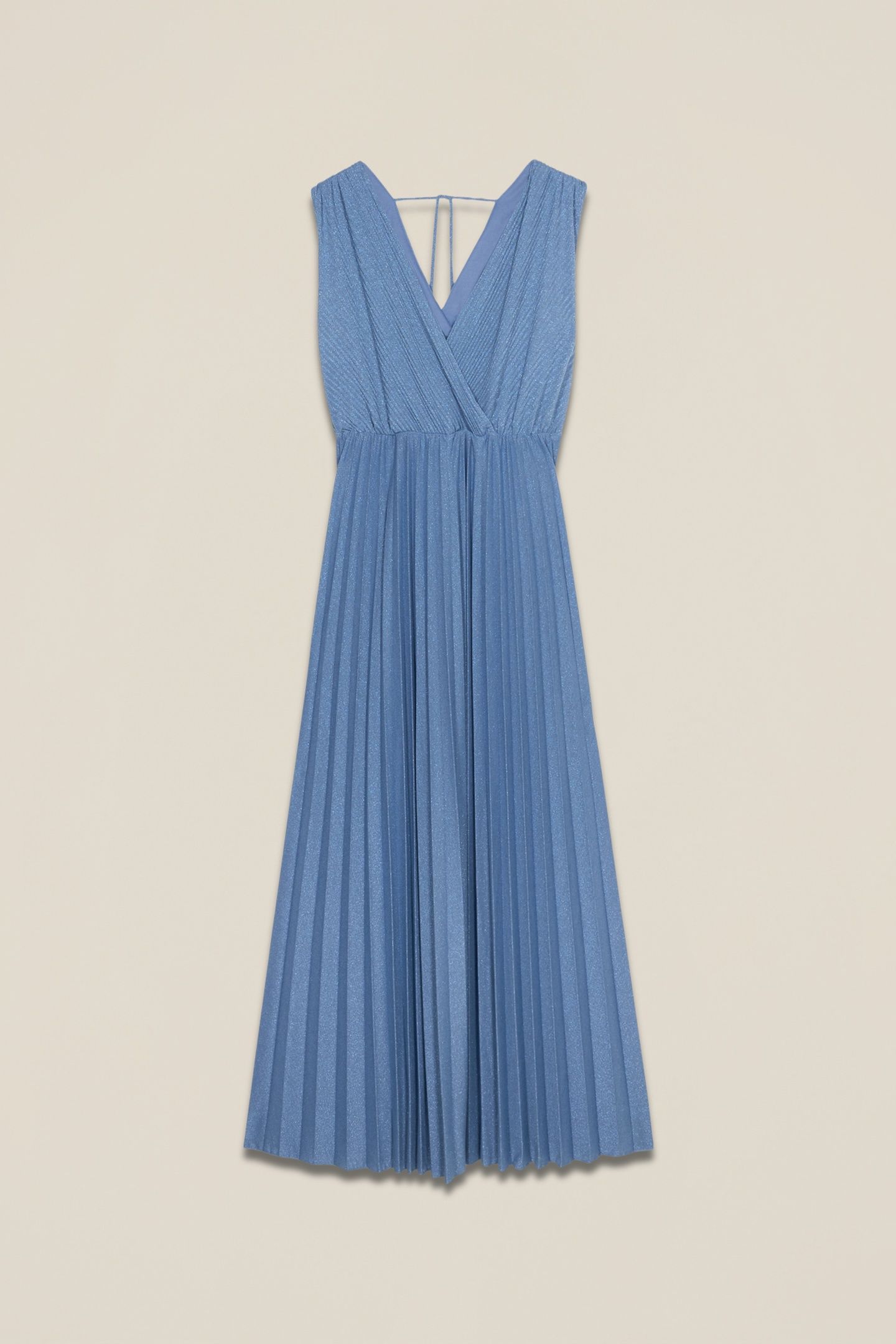 LONG PLEATED LUREX DRESS LIGHT BLUE 5