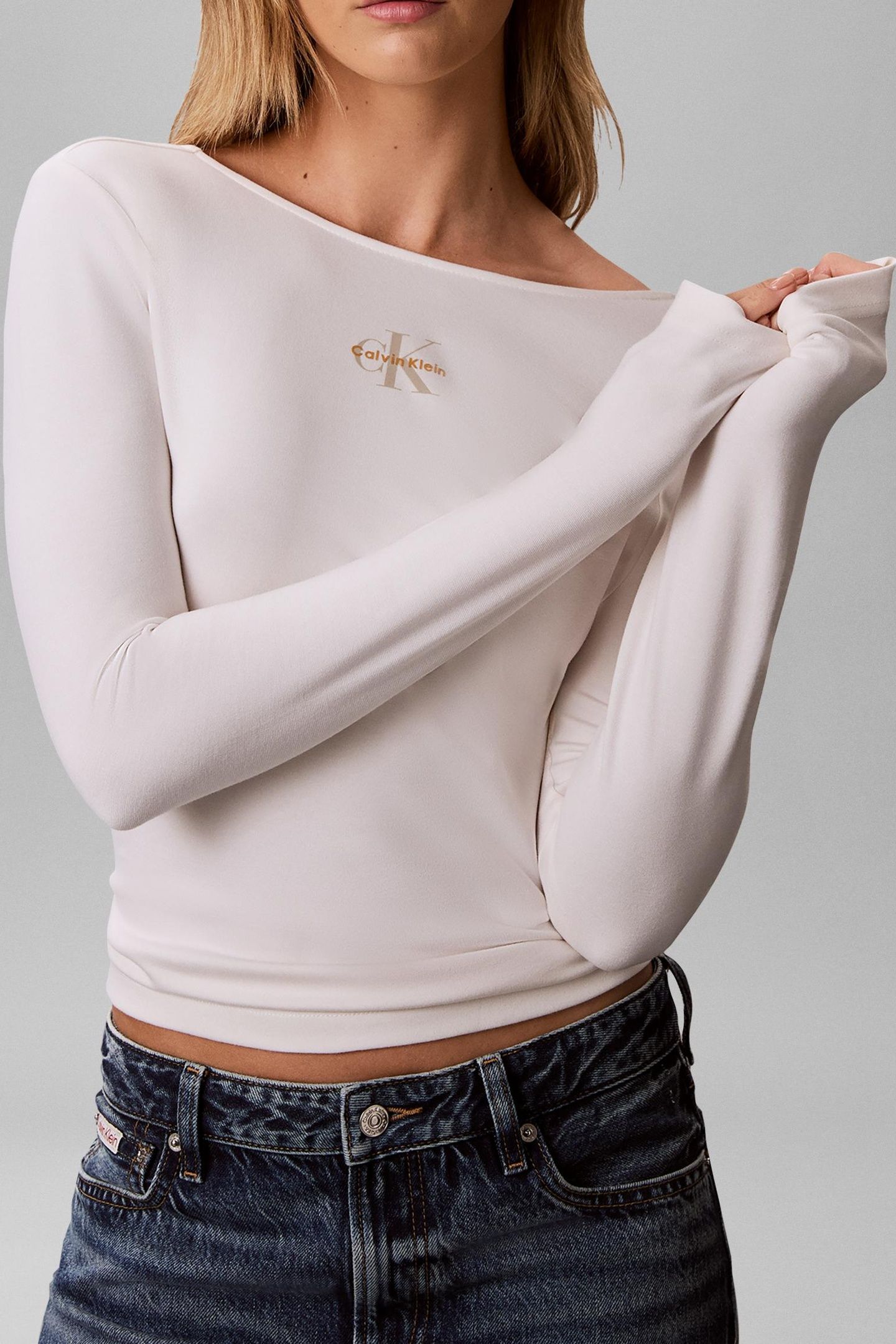 LS SCOOP MONOLOGO BLOUSE WHITE GREIGE 4