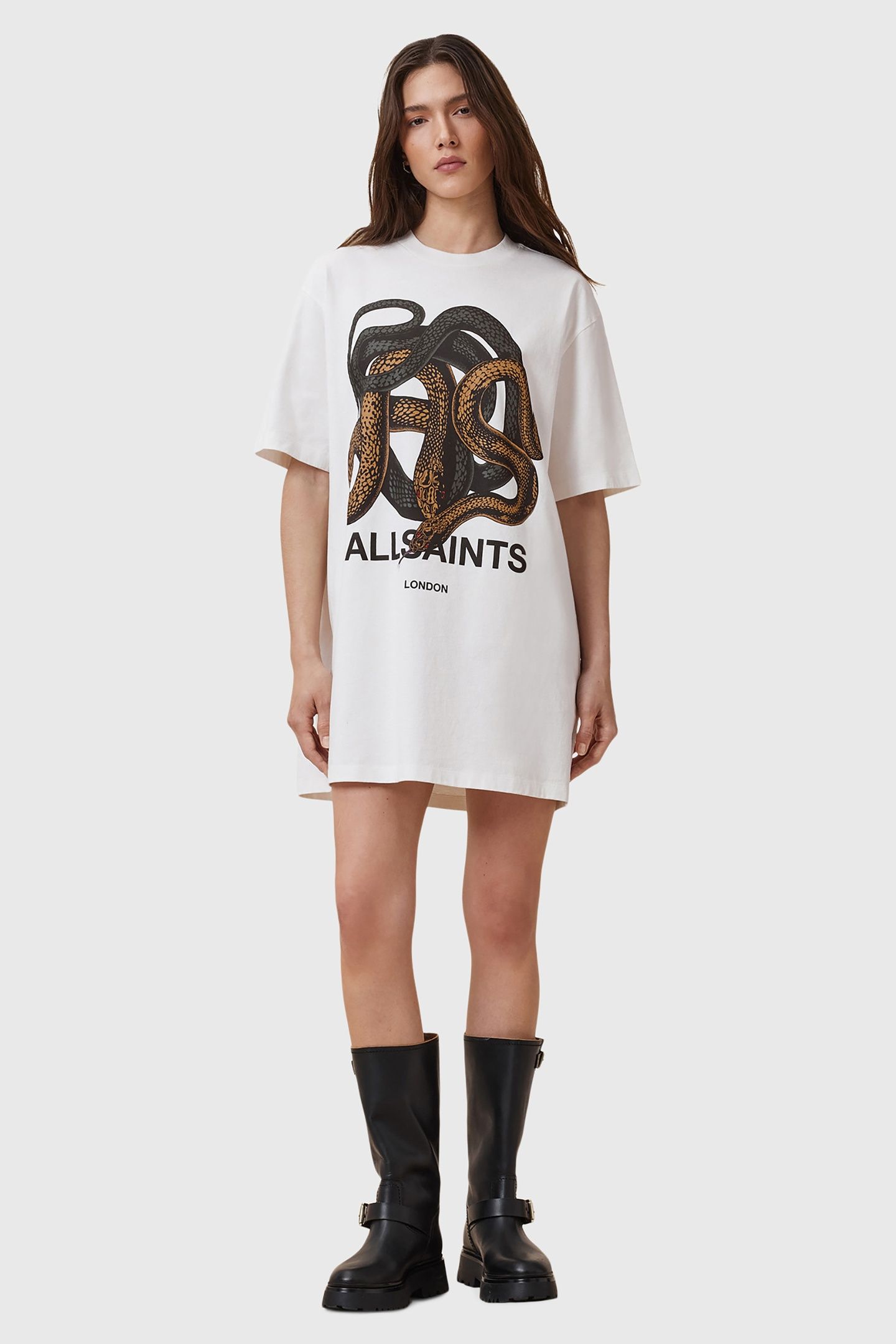 RETICULATE TEE DRESS CHALK WHITE 1