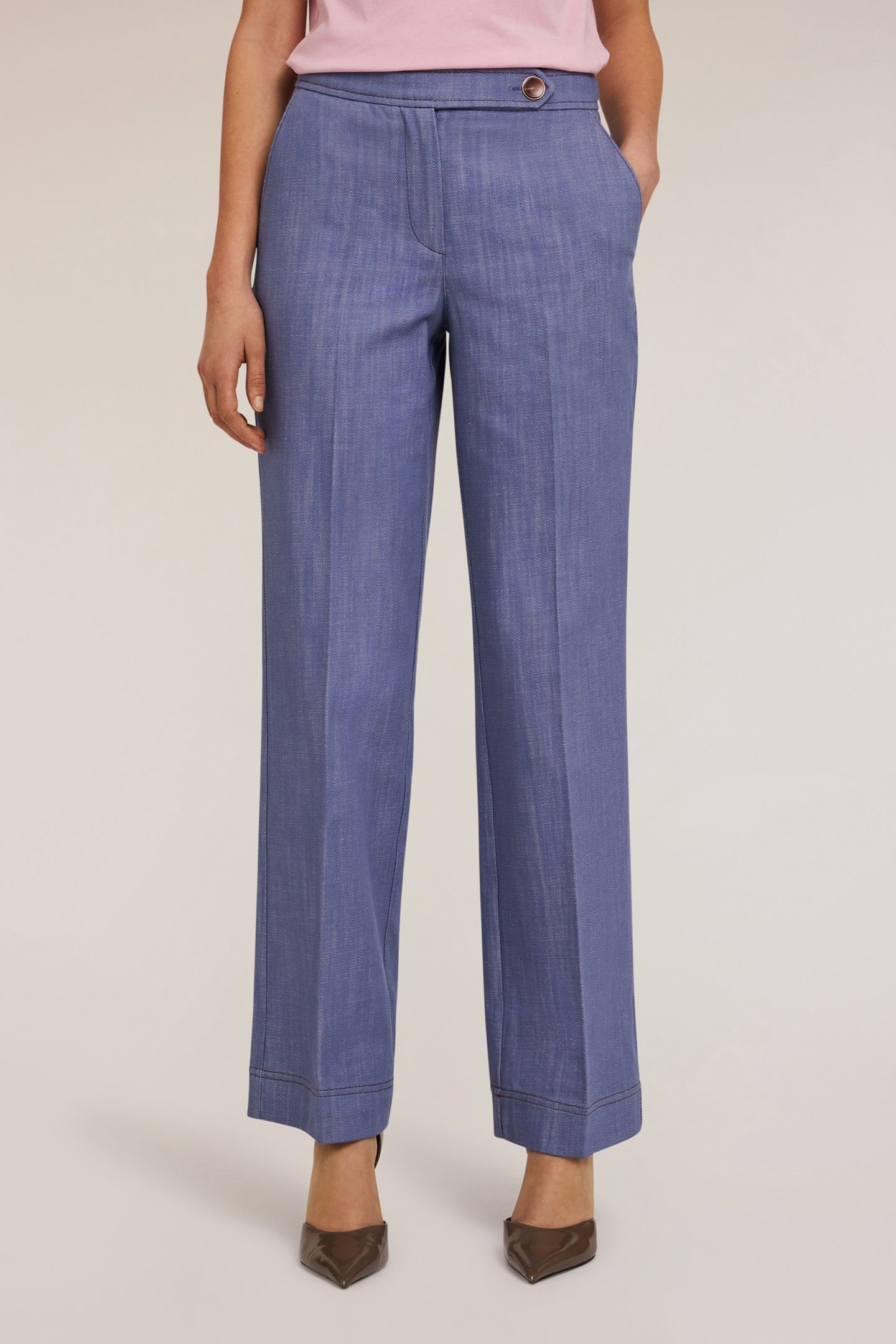 COTTON CANVAS WIDE TROUSERS LIGHT BLUE 2