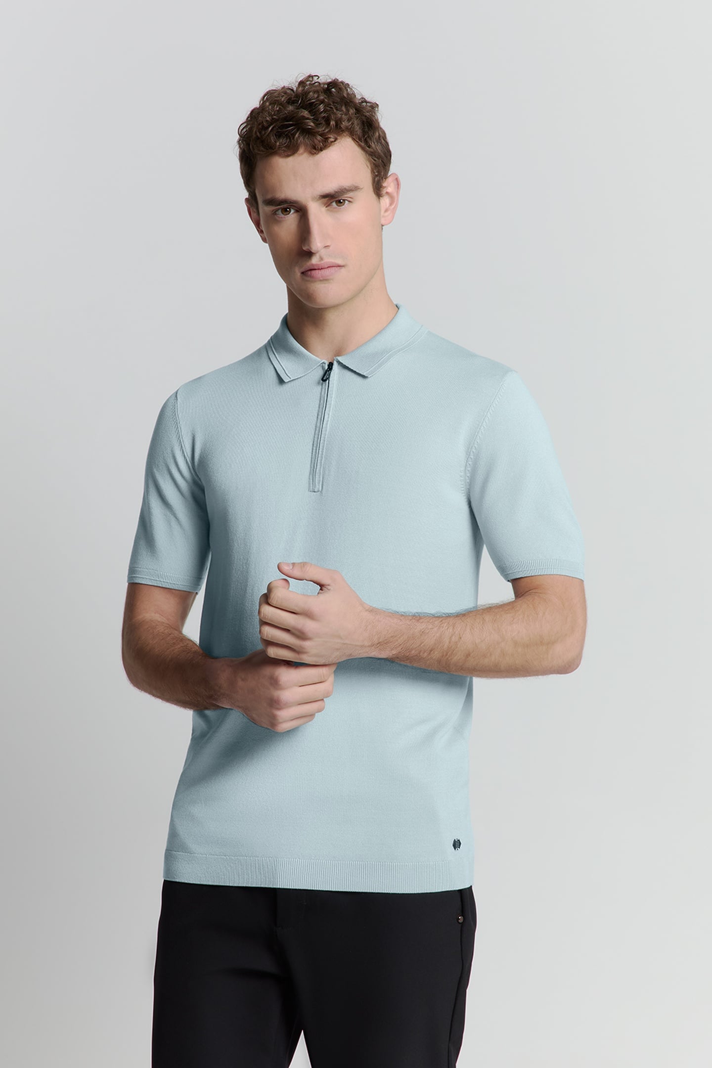 PULLOVER SHORT SLEEVE POLO ZIP SOLID ICE 1