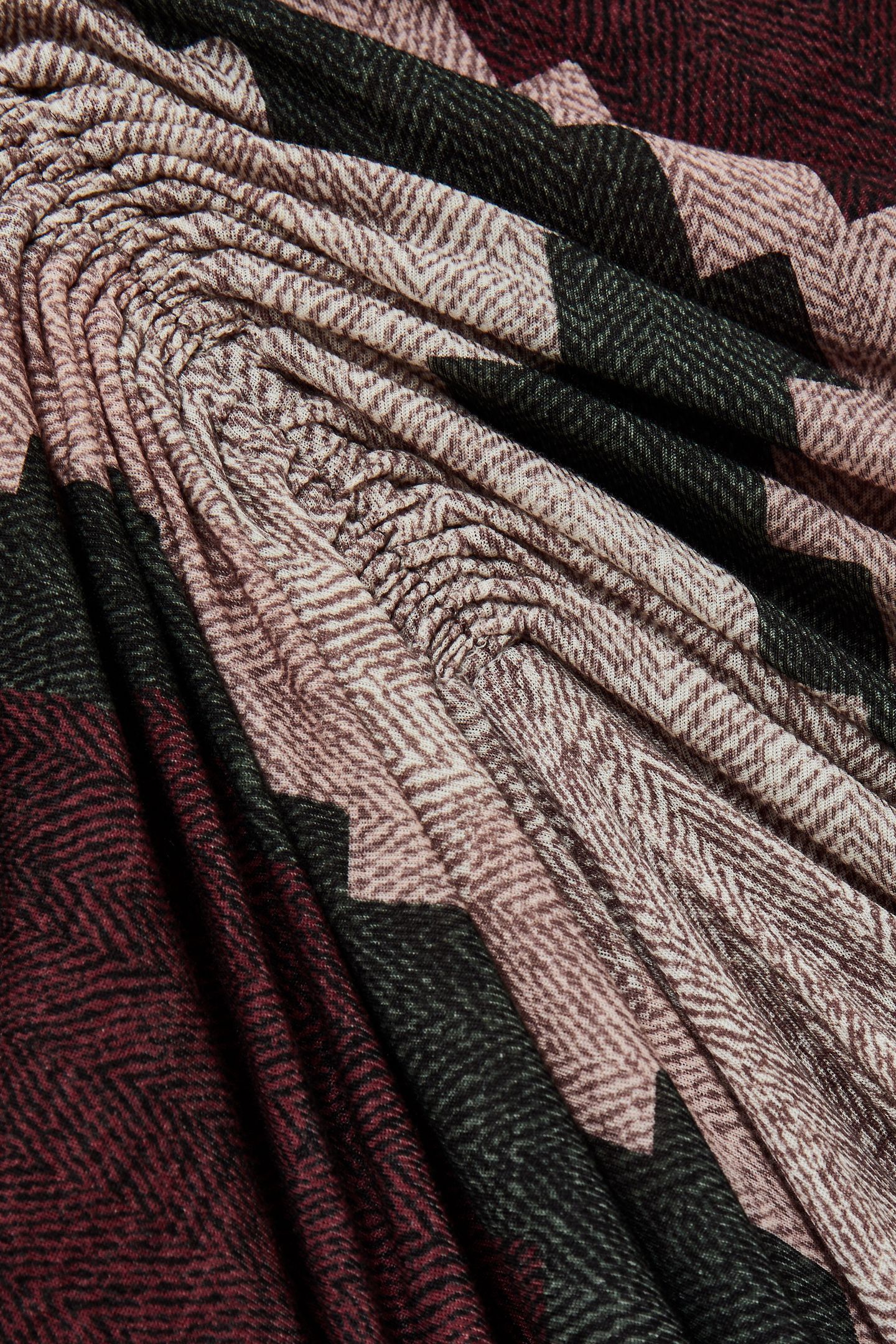 PRINTED RUCHED JERSEY DRESS BURGUNDY 5