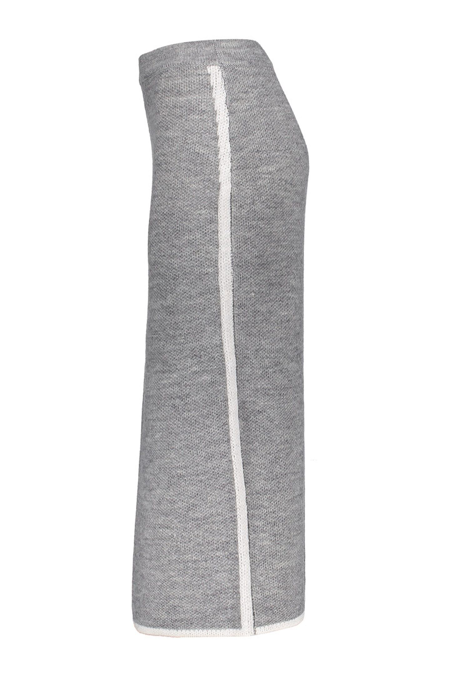 SKIRT KNIT CONTRAST HEM GREY MELANGE/OFF-WHITE 3