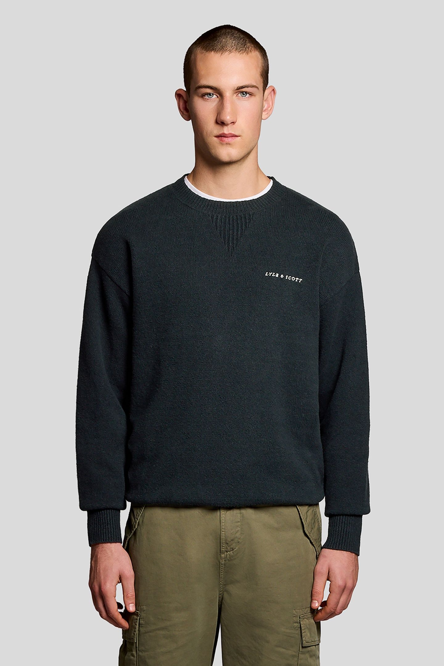 SCRIPT KNITTED CREW NECK DARK NAVY 2