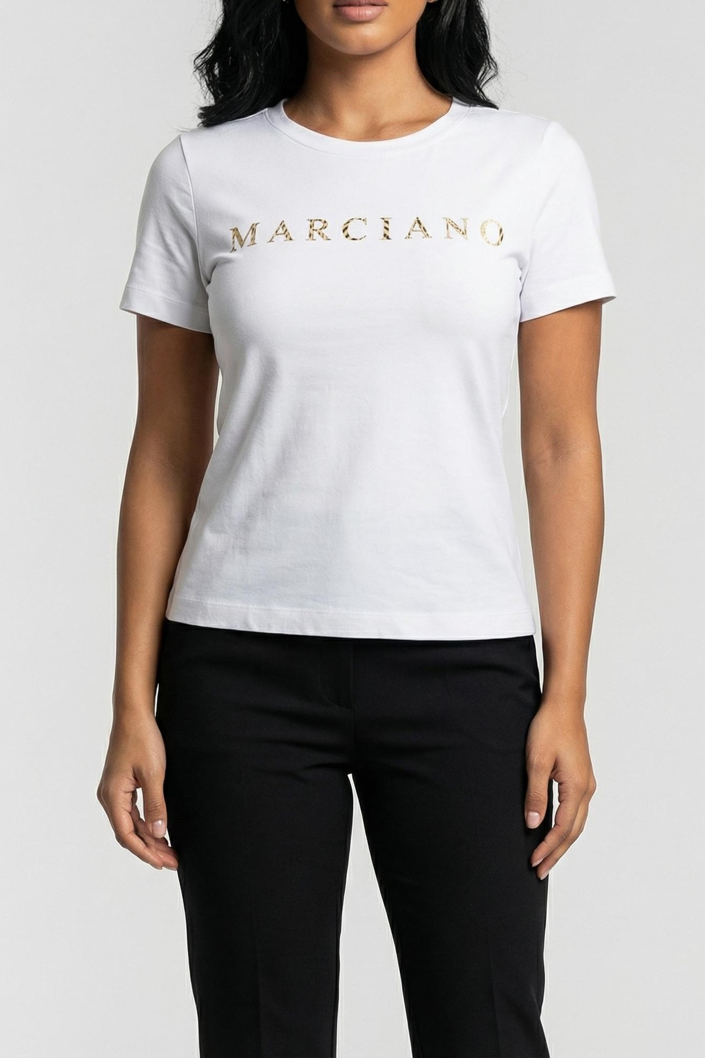 MARCIANO BY GUESS CANDY RN SS TSHIRT JBLK/CHARMING LEO 1