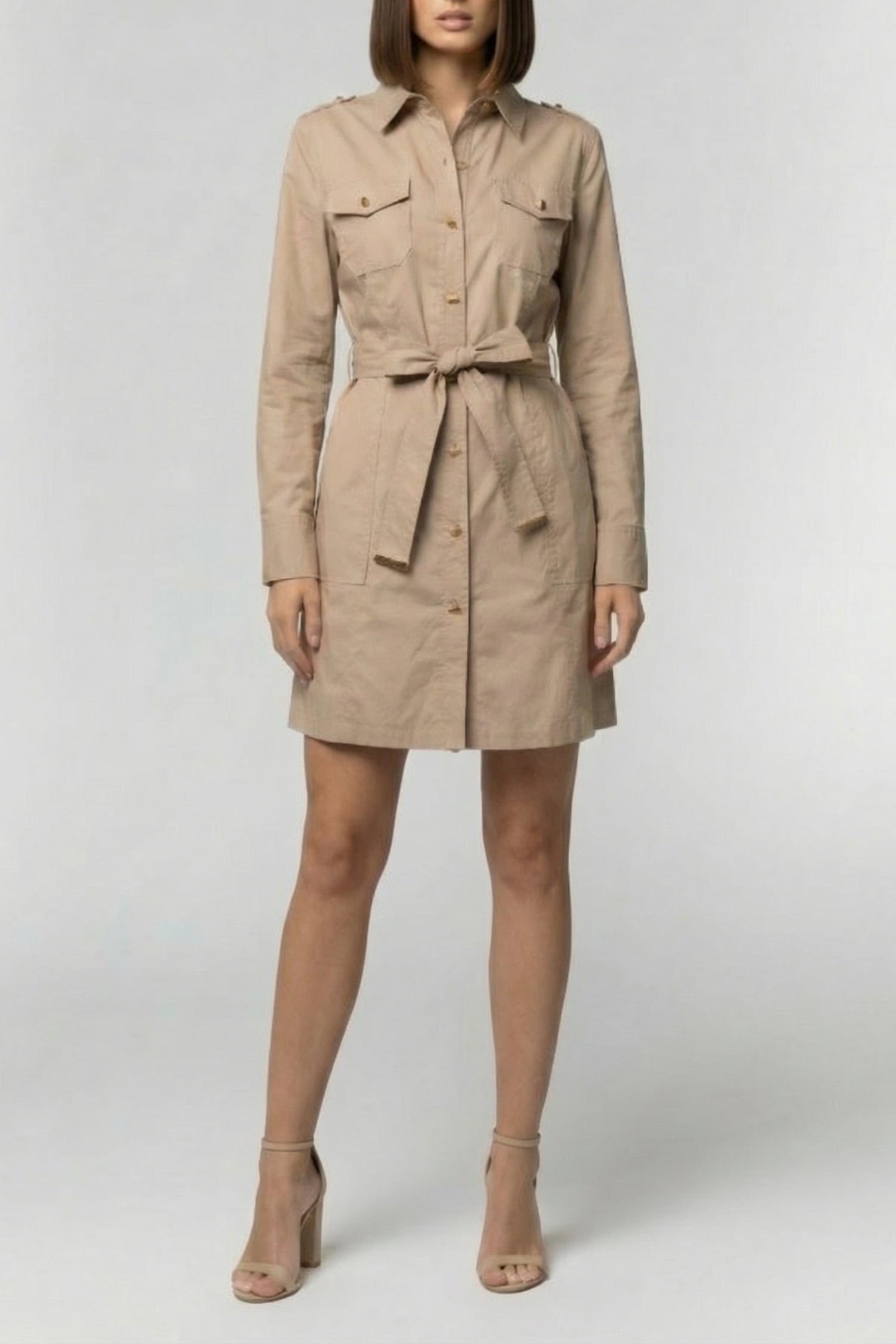 MARCIANO BY GUESS PAT SAFARI DRESS NATURAL ALMOND 1