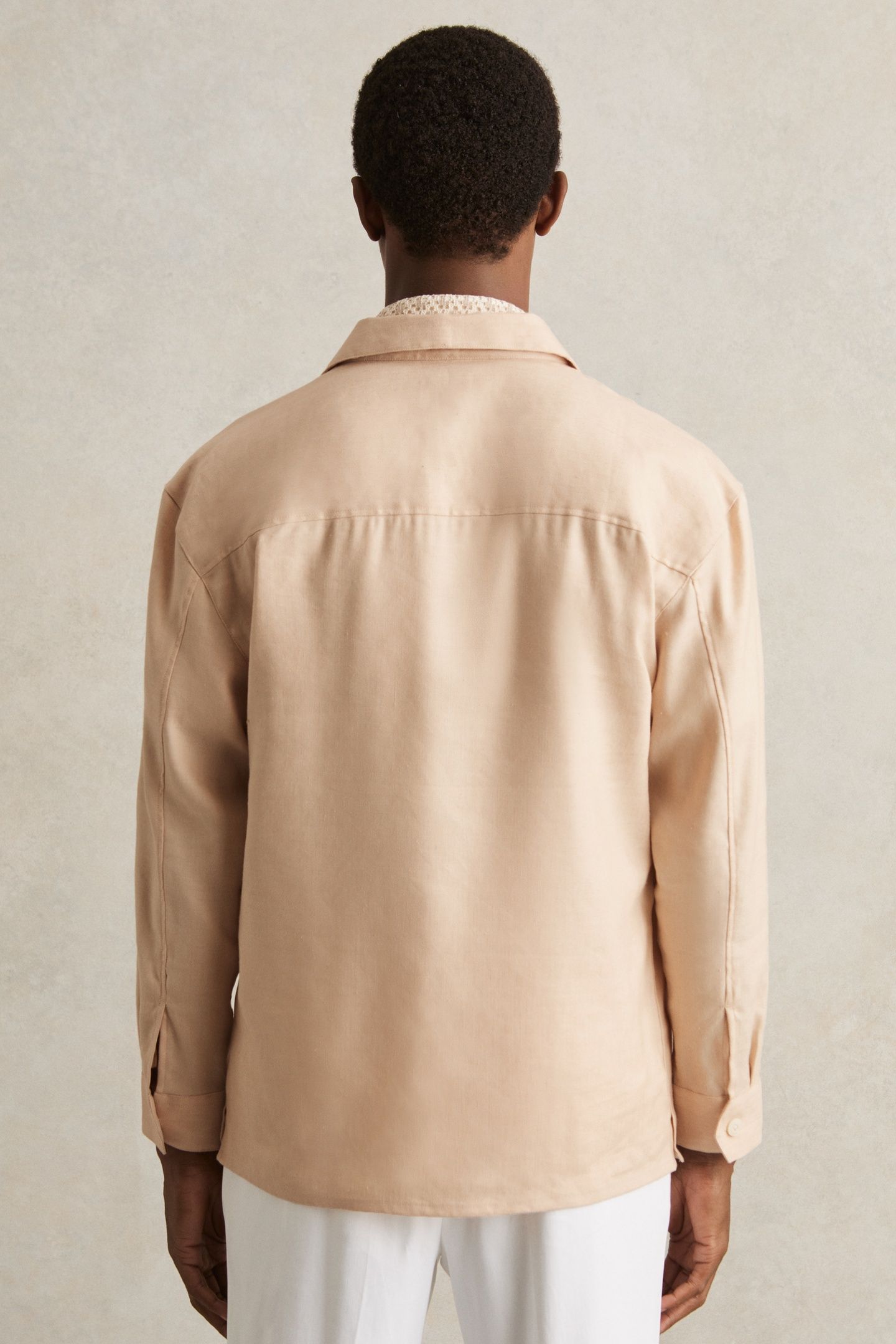 LS LINEN TWIN POCKET OVERSHIRT STONE 2
