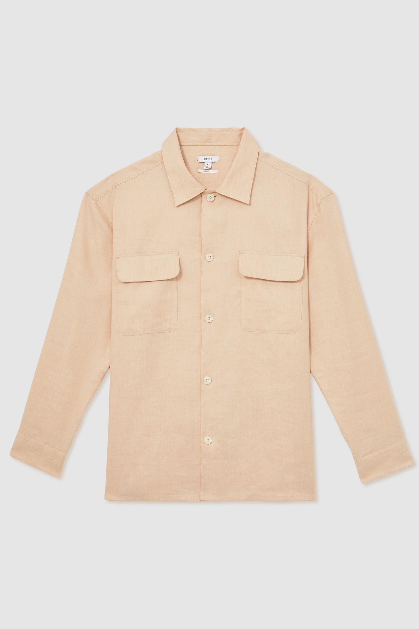 LS LINEN TWIN POCKET OVERSHIRT STONE 4