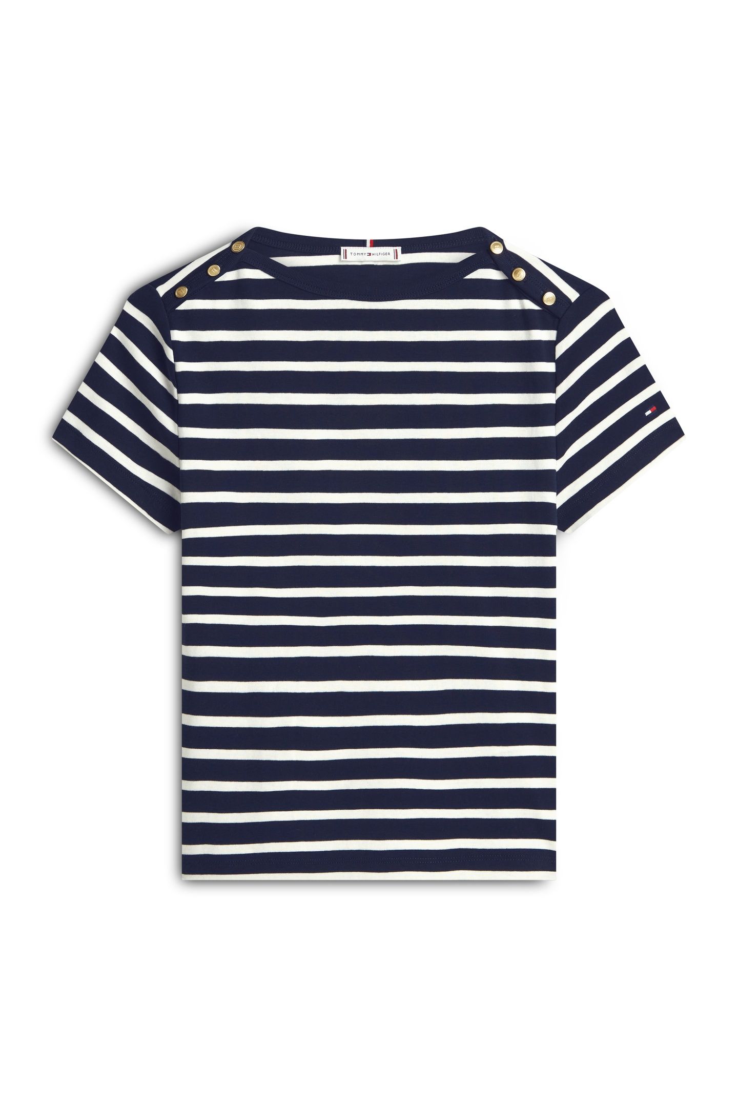 GOLD BUTTON SLIM SS TEE BRETON STRIPE DARK NIGHT/ECRU 3