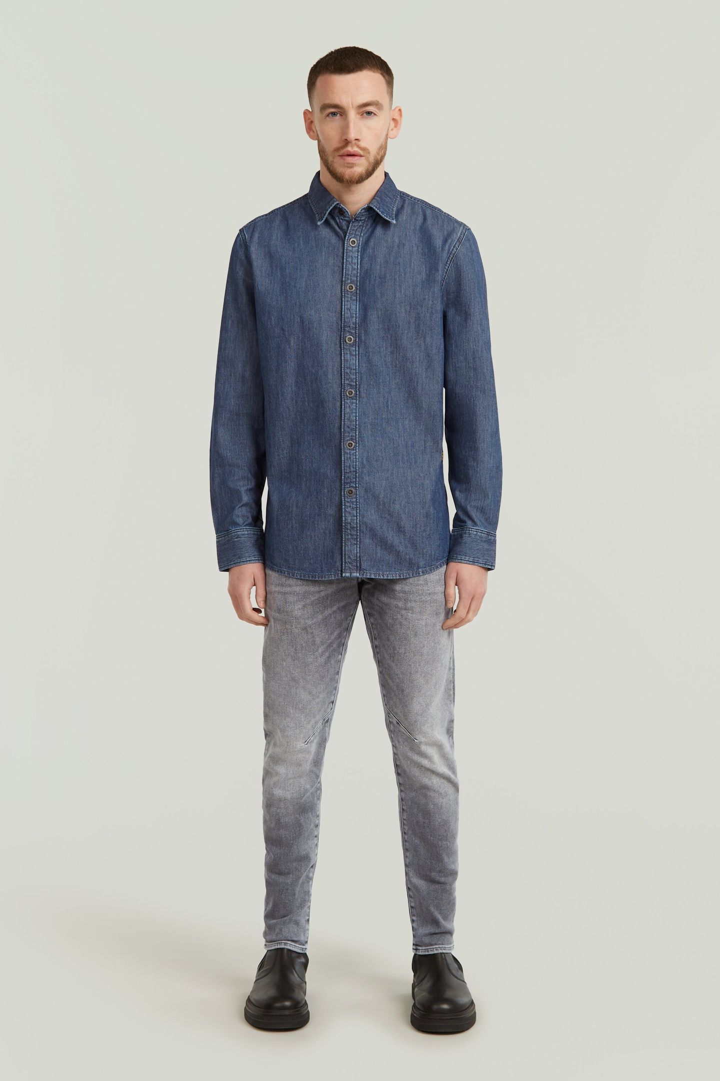 CLEAN SLIM SHIRT L/S WORN IN SEA STONE 1