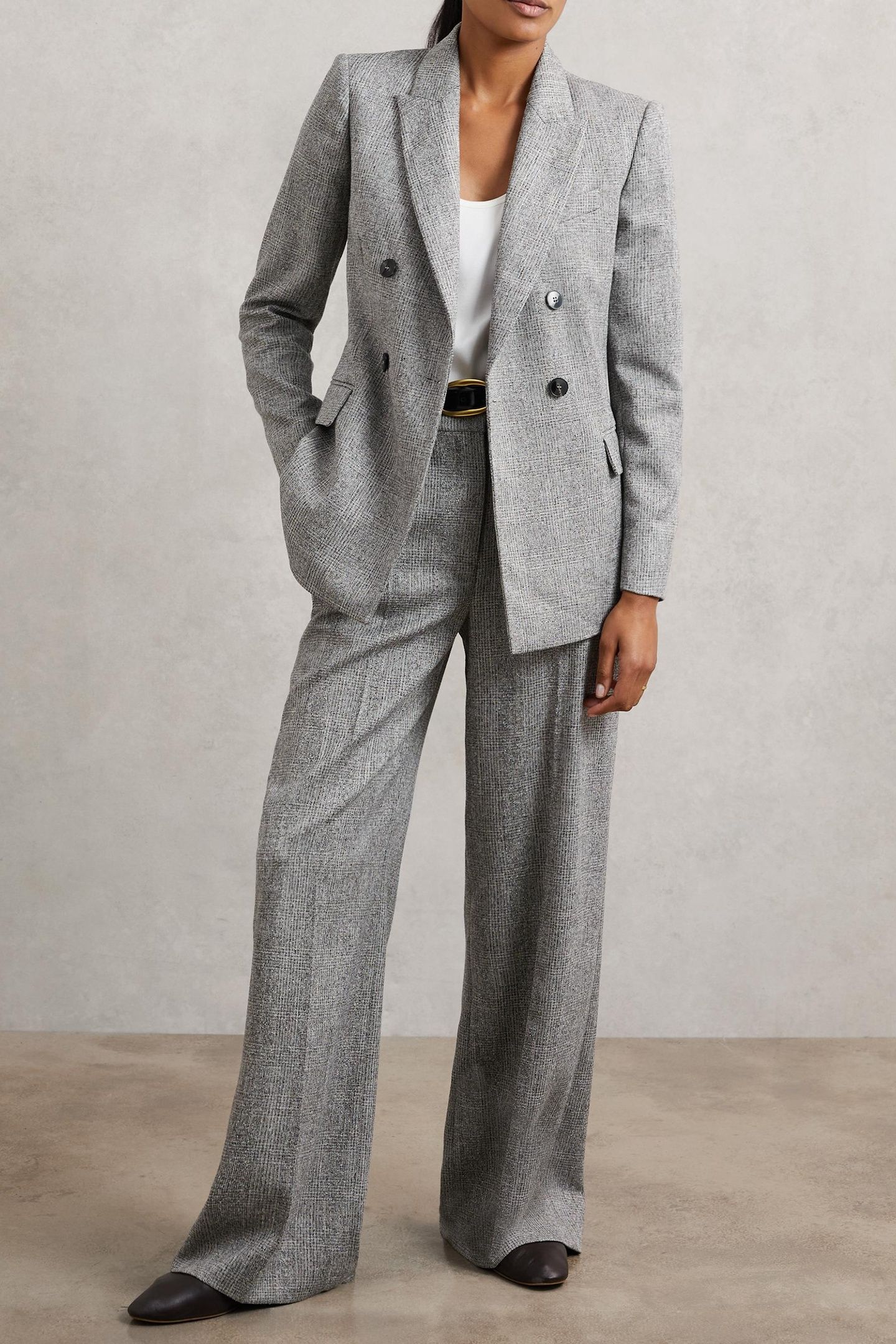 TEXTURE WIDE LEG TROUSER GREY 4