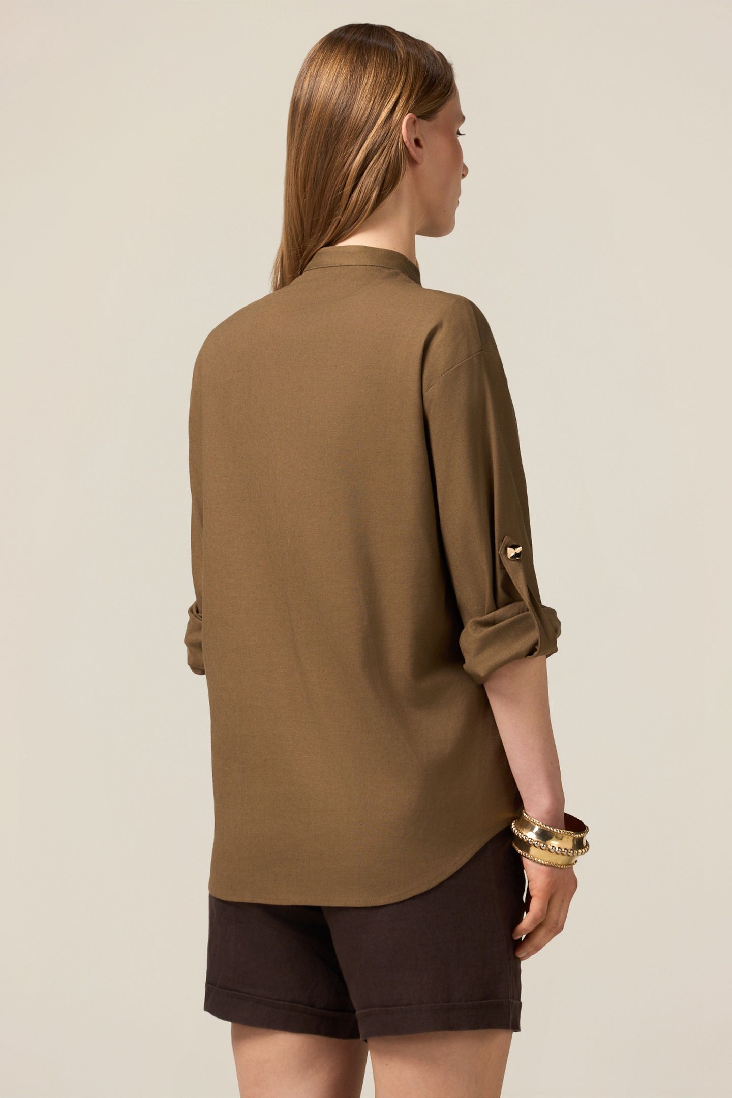LINEN BLEND SHIRT JACKET MILITARY GREEN 2