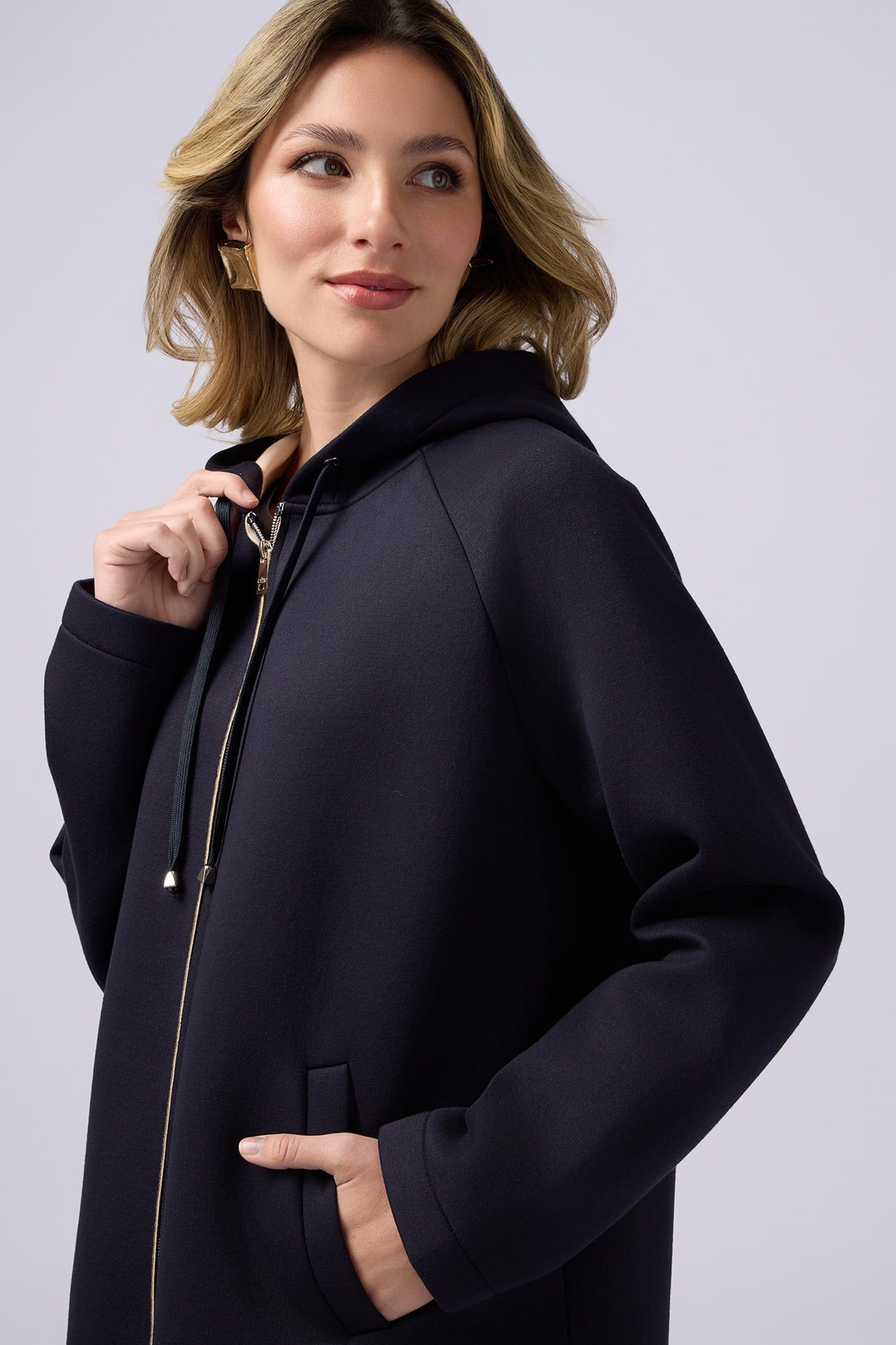 SWEATSHIRT JACKET IN SCUBA FABRIC BLUE 7