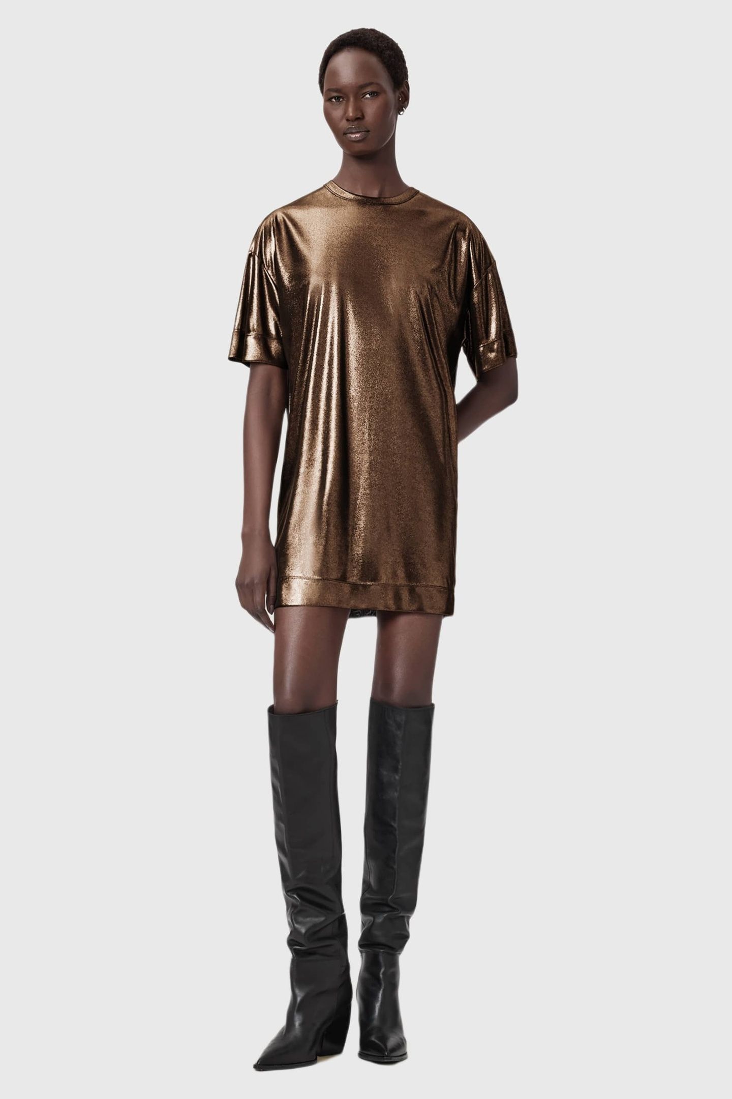 SPARKLE TEE DRESS BRONZE GOLD 3