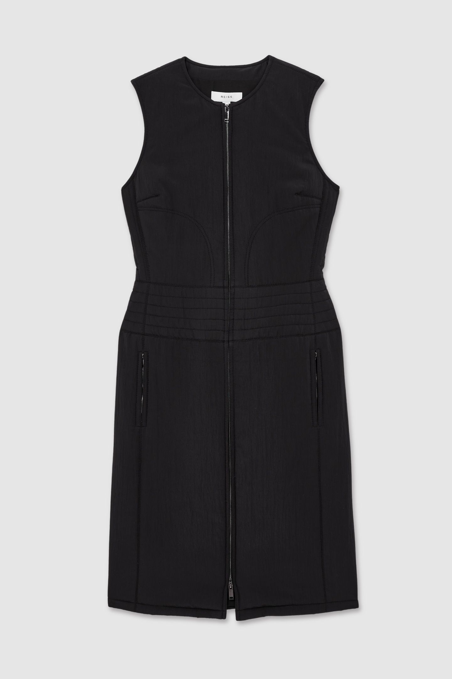 QUILTED SLEEVELESS DRESS BLACK 5