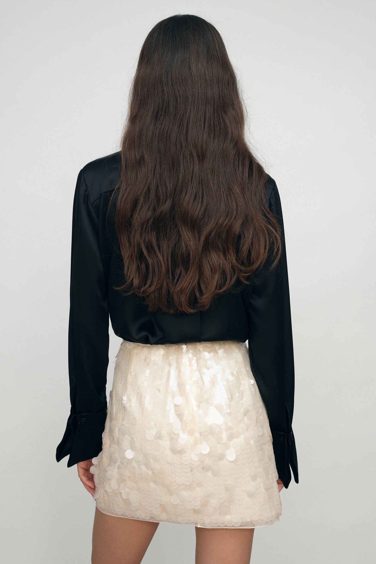SEQUIN MINI SKIRT CREAM 2