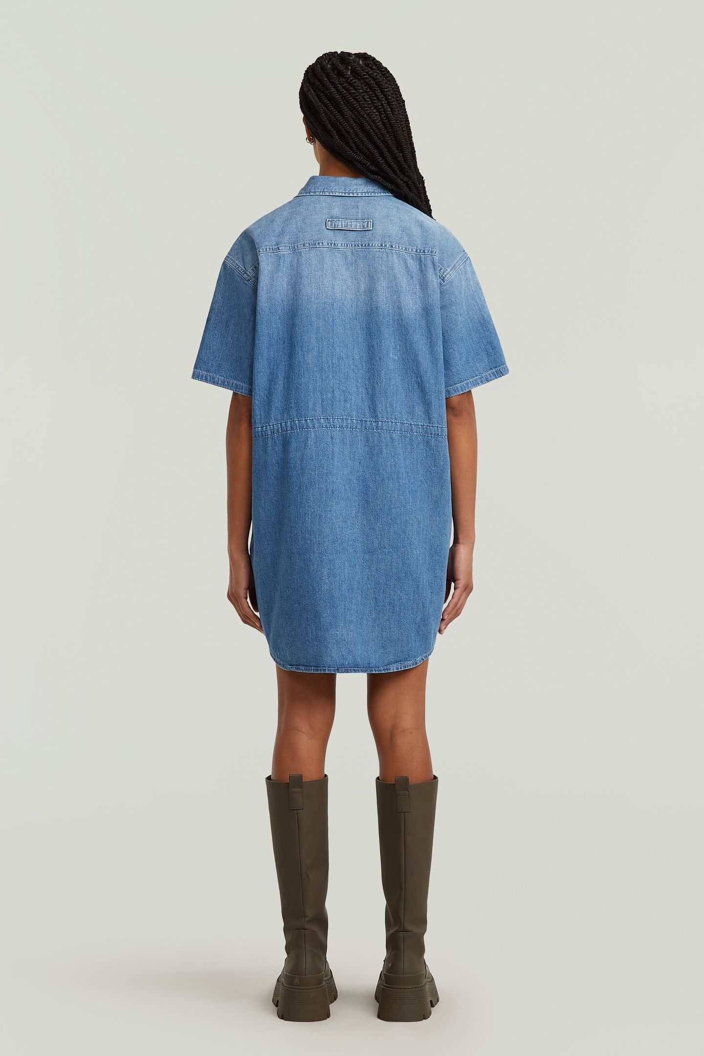RELAXED DRAWCORD S/S DRESS FADED ISLES BLUE 2