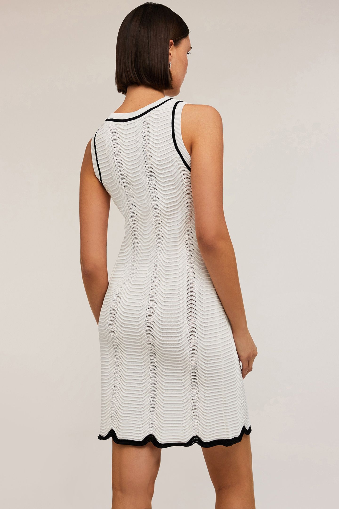 WAVY STITCH KNIT DRESS WHITE 2