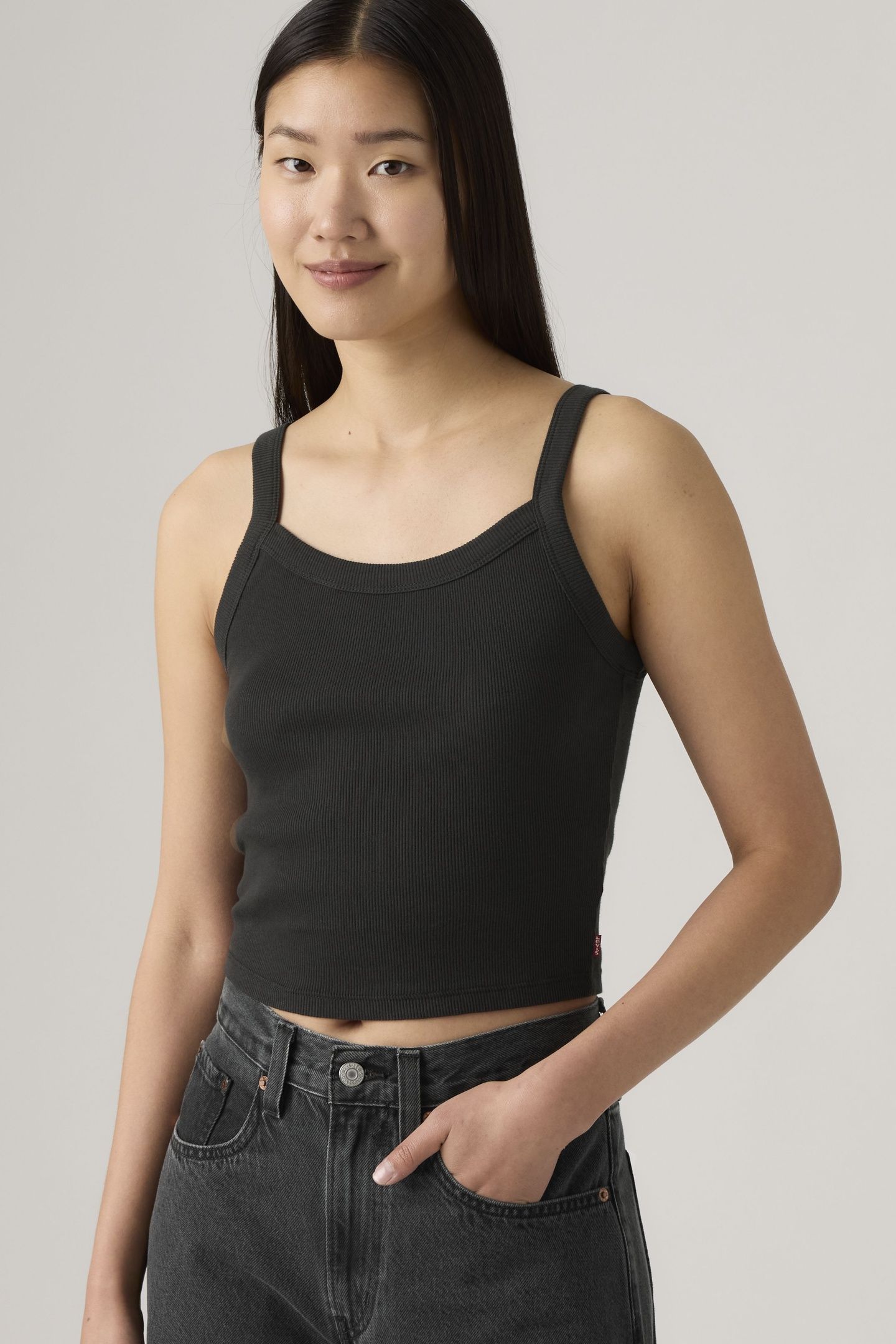 ESSENTIAL SPORTY RIBBED TANK TOP BLACK 2