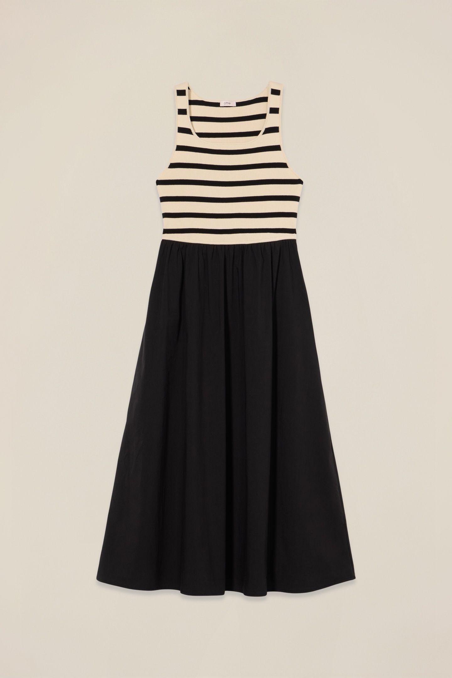 LONG DRESS WITH STRIPED SECTION BLACK 4
