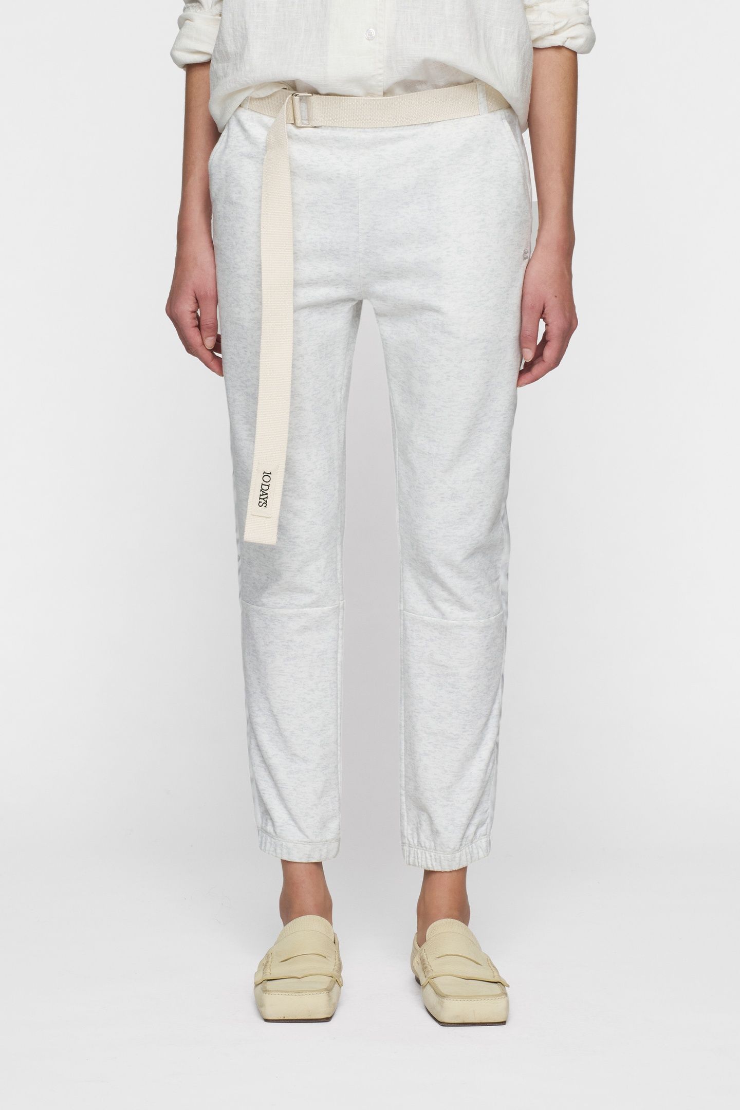 BELTED CROPPED JOGGER WHITE MELEE 6