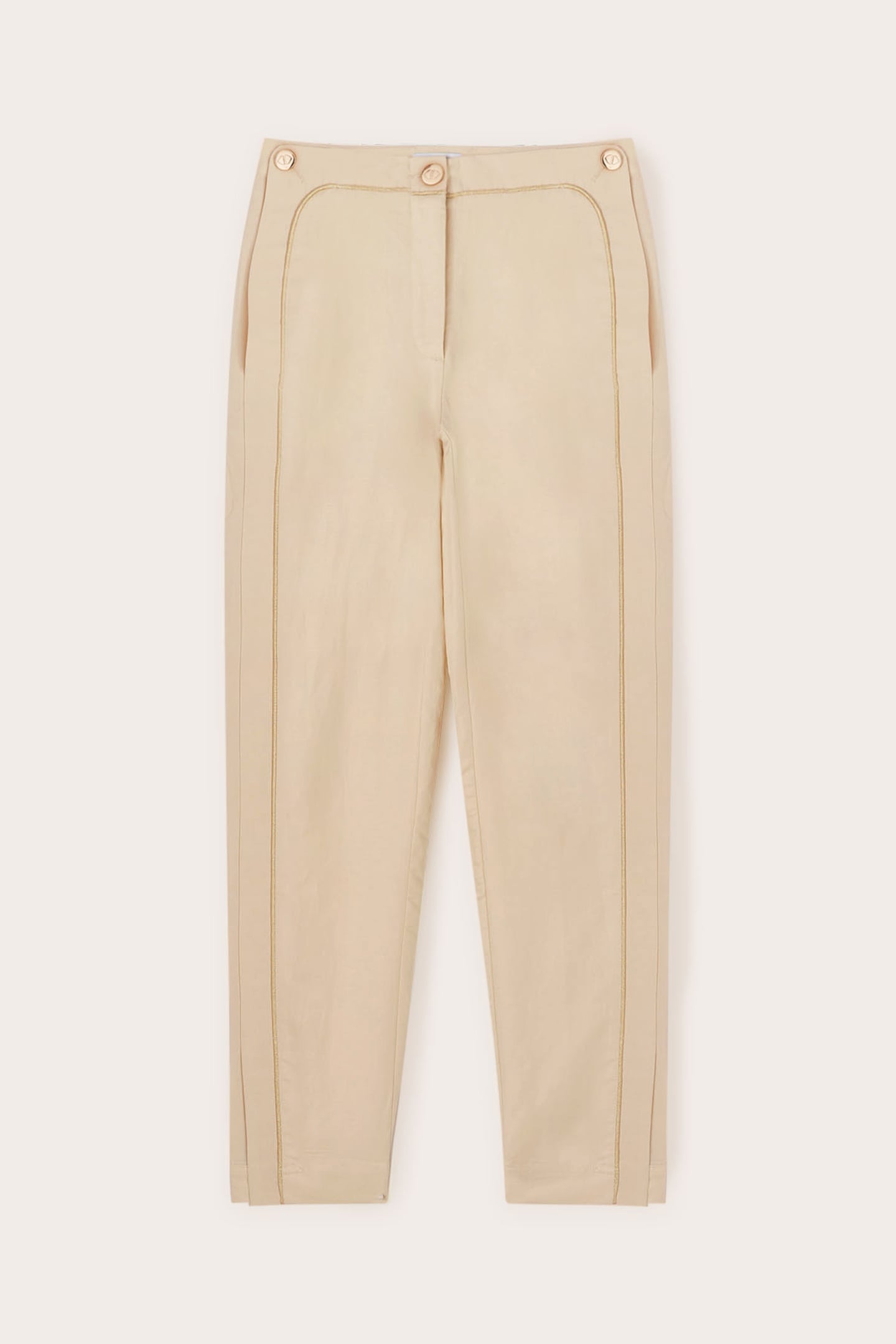 TROUSERS WITH PIPING AND SLIT AT THE HEM BEIGE 5