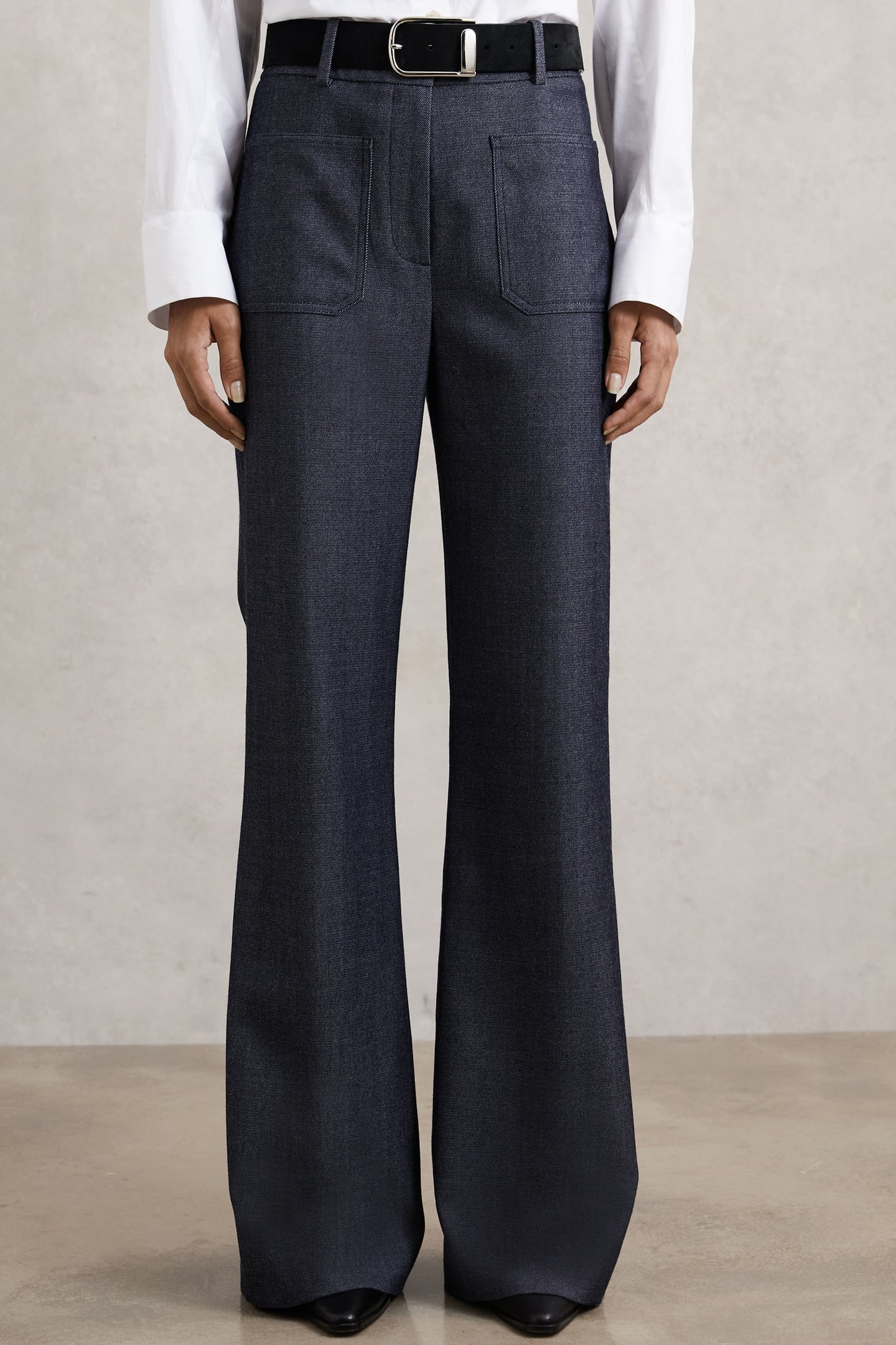 FLARE FLANNEL TROUSER BLUE 1