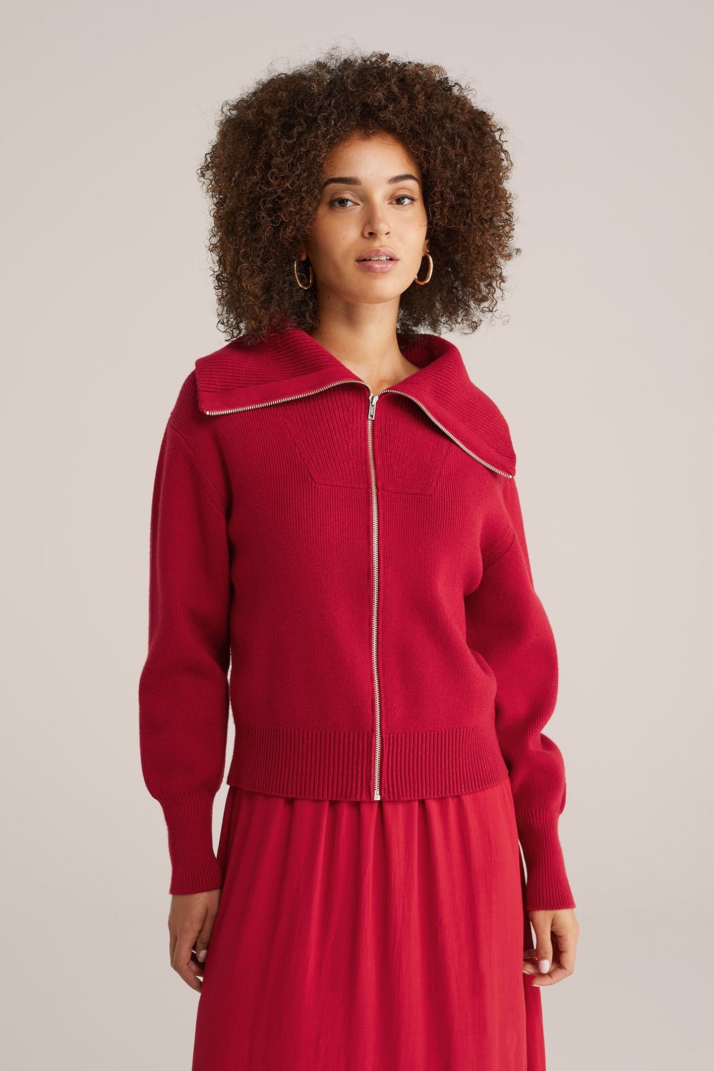 KNITTED CARDIGAN RED 1