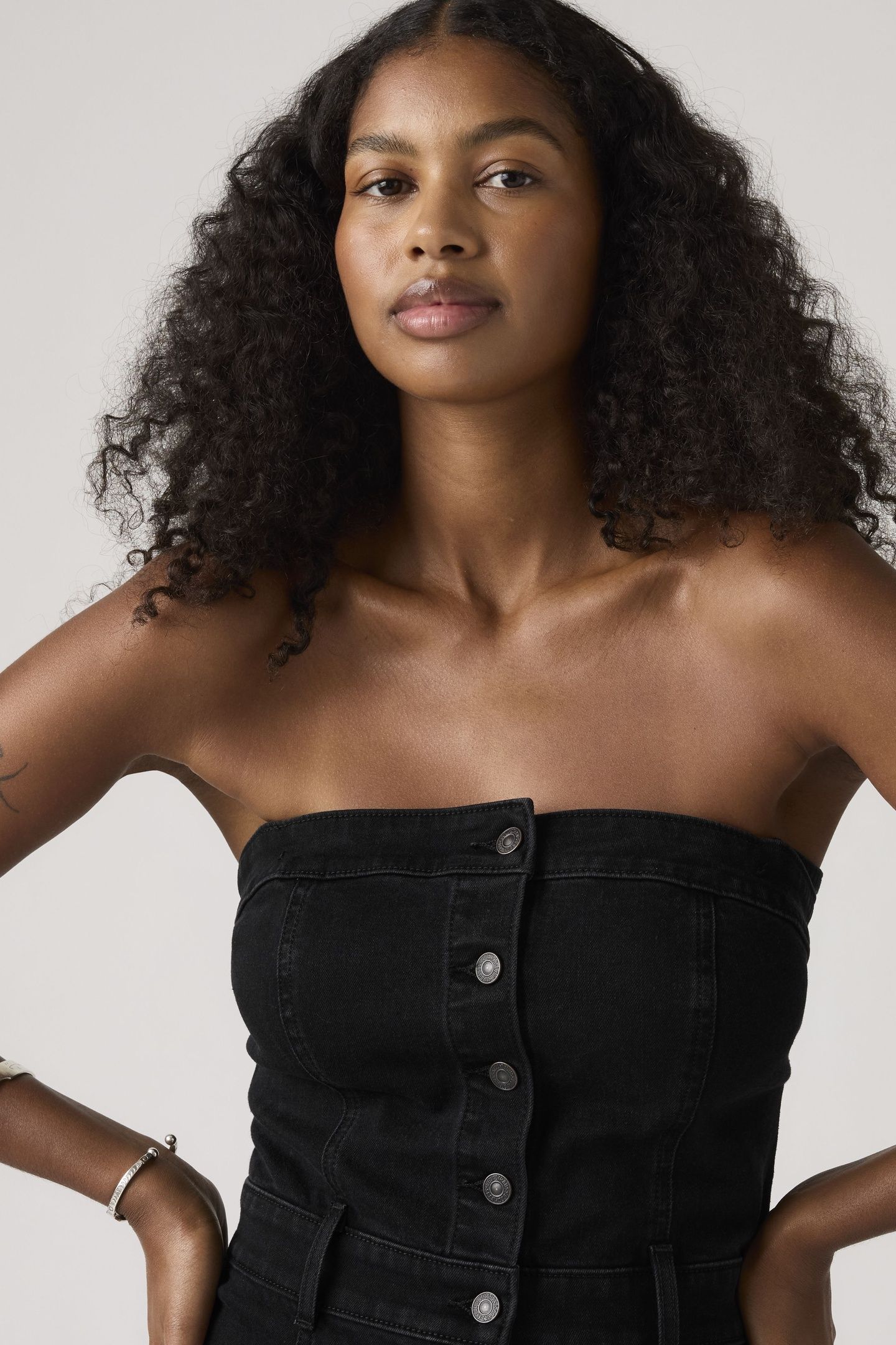 DENIM BUSTIER DRESS BLACK 6