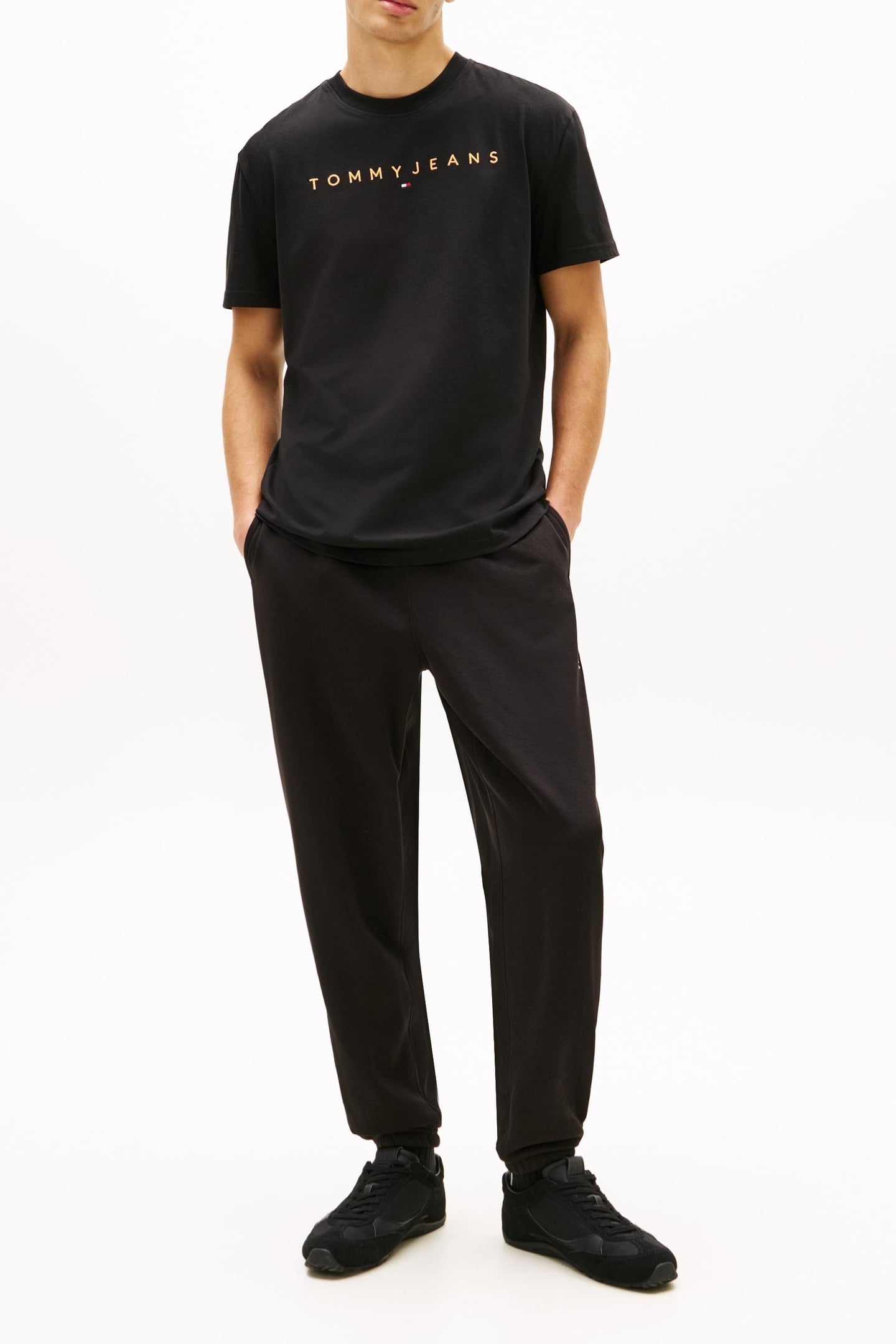LINEAR LOGO EMBROIDERY JERSEY T-SHIRT BLACK 2